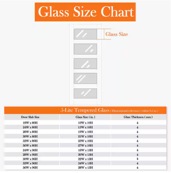 Ark Design 5-Lite Frosted Glass Door Slab with/without White Prehung Kit, Black