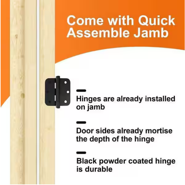 Ark Design Ready-to-Assemble Unfinished Pine Wood Prehung French Door Jamb Frame kit, Pine Wood Door Frame Kit with All Hardware, Adjustable Size
