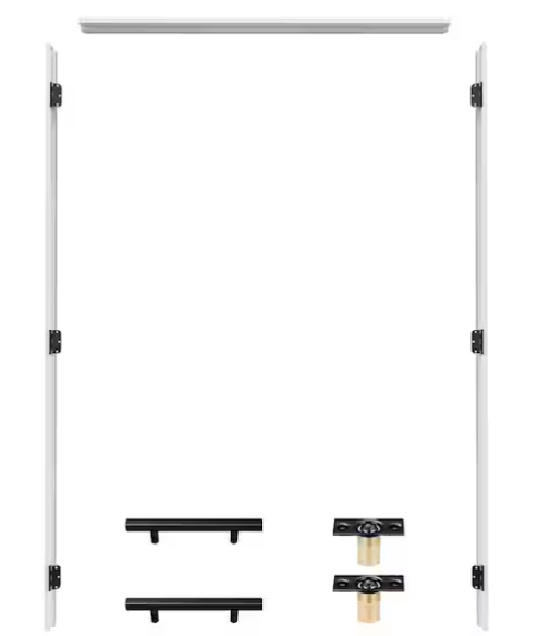 Ark Design Ready-to-Assemble Primed Prehung French Door Jamb Frame Kit, Primed Composite Door Frame Kit with Black Ball Catch, Adjustable Size