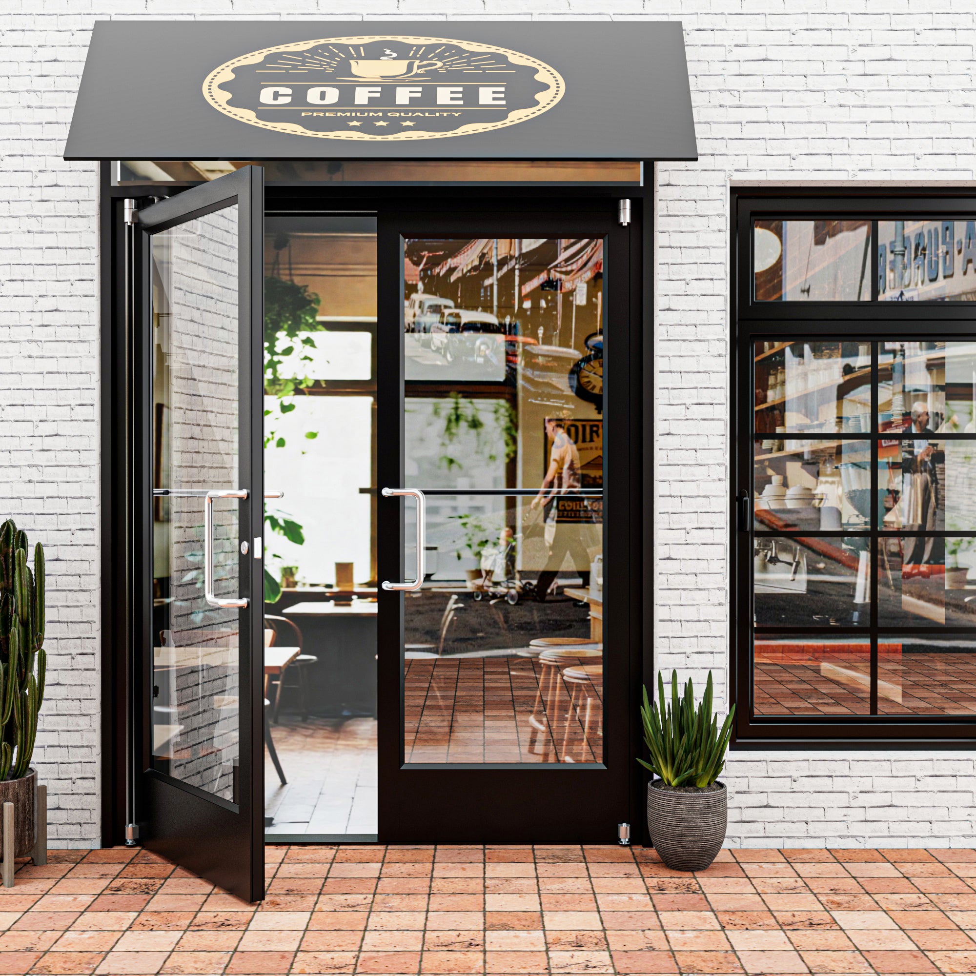 Black Bi-Parting Outswing Anodized Aluminum Prehung Commercial Door