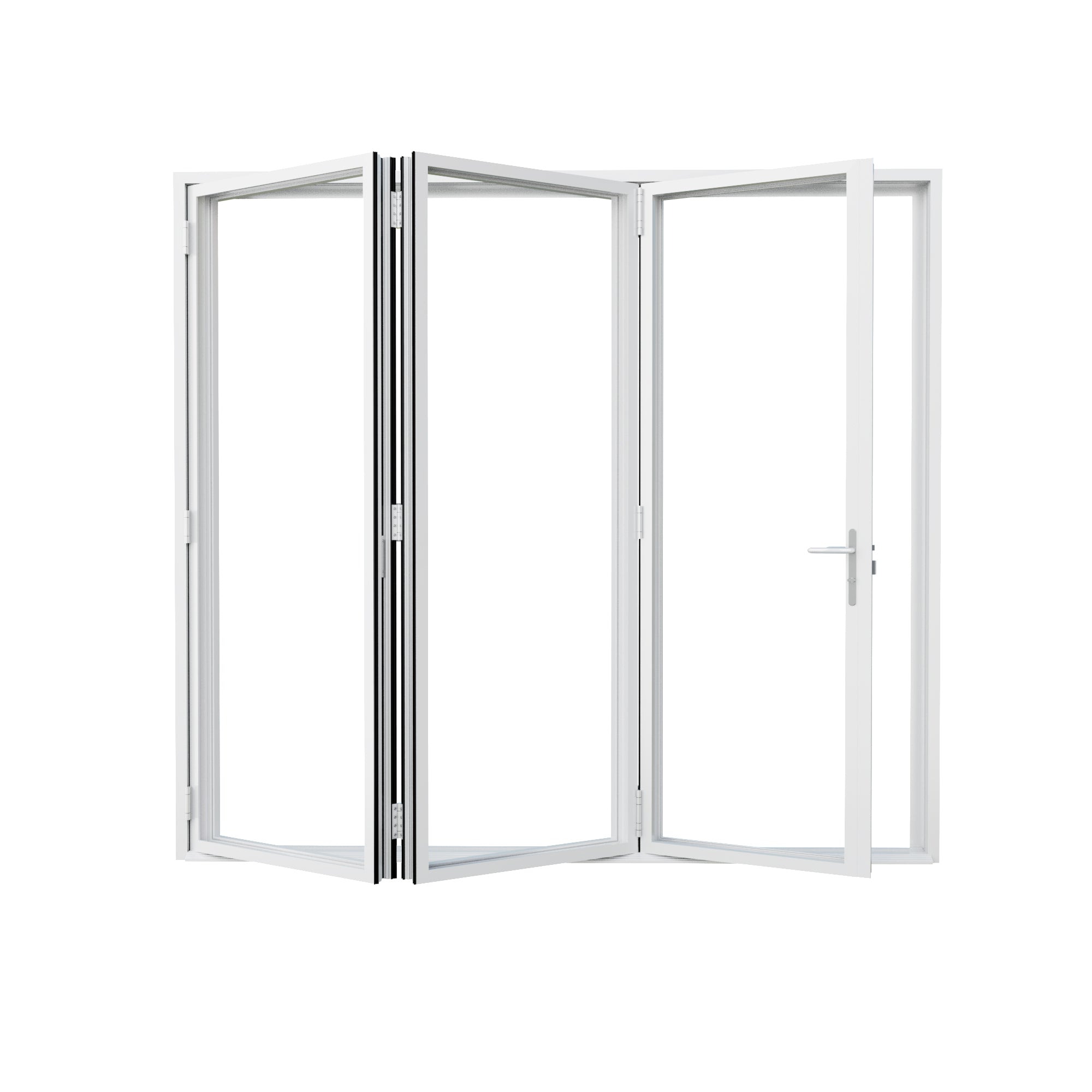 Ark Design 3 Panel Center Opening Outswing Double Tempered Glass White Aluminum Folding Patio Door