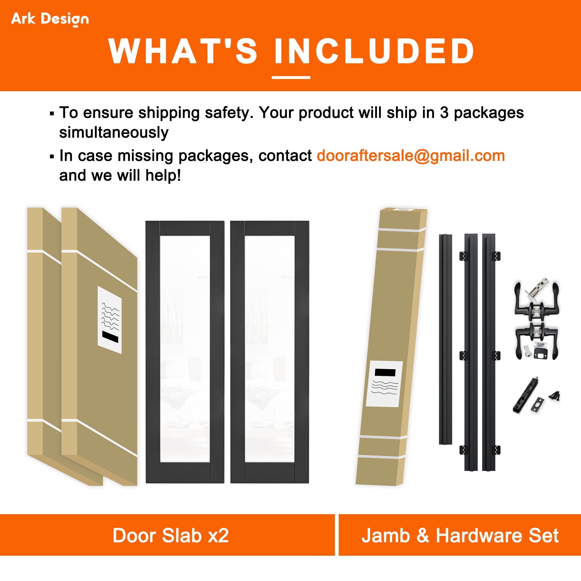 [Black Hardware Prehung French Door Collection] 1-Lite Clear Glass Black Solid Core Double Prehung French Door with Ready-to-Assemble Black Jamb