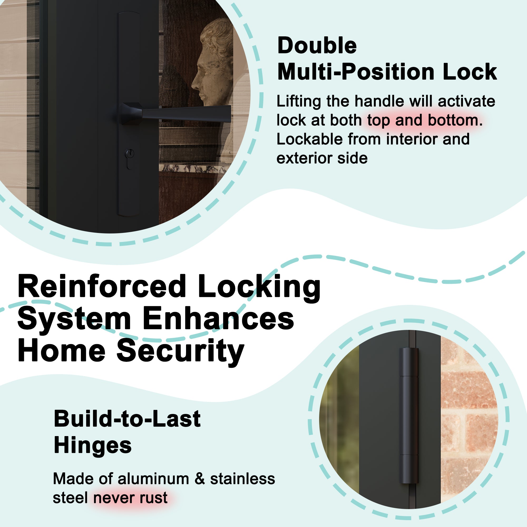 Ark Design French Double Black Aluminum Patio Door with 15-Lite Tempered Clear Glass