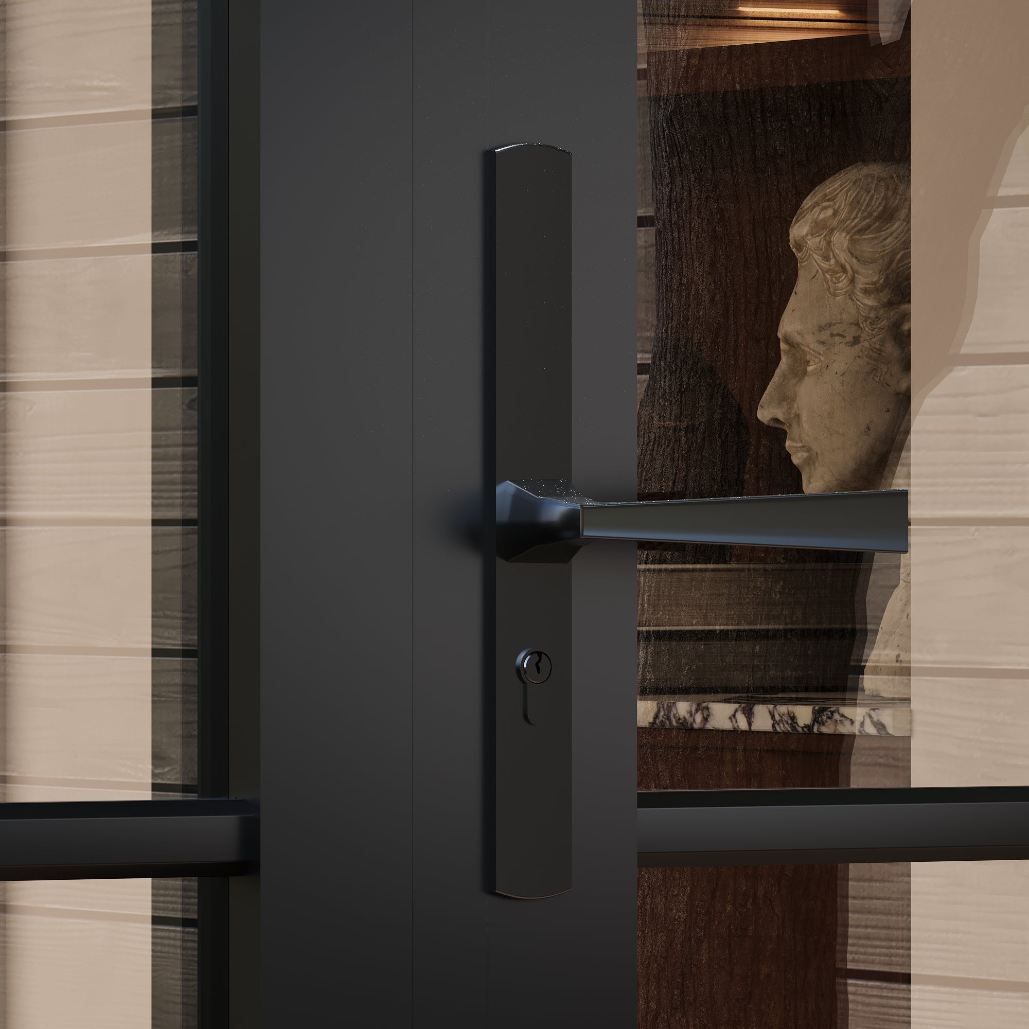 Ark Design French Double Black Aluminum Patio Door with 15-Lite Tempered Clear Glass