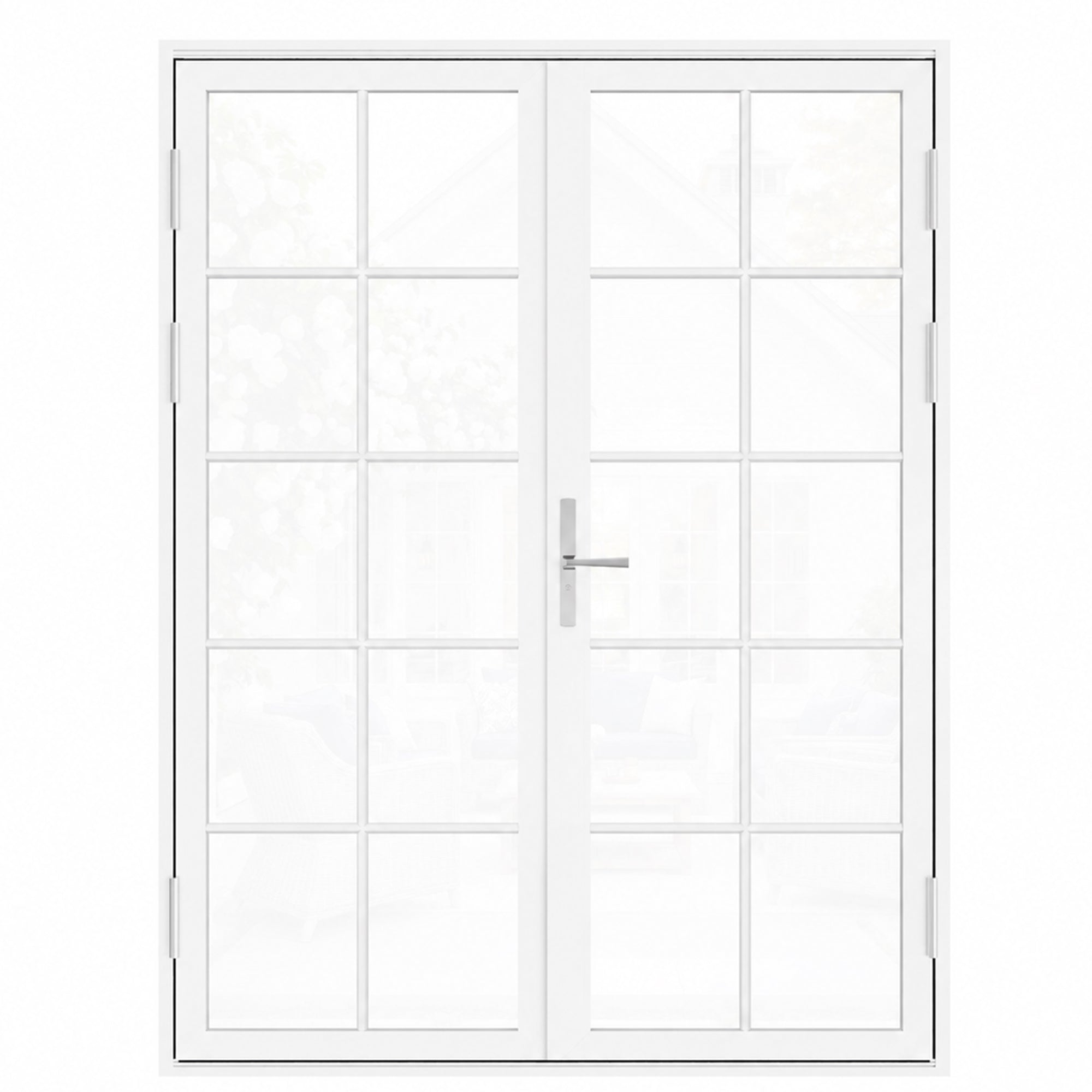 Ark Design French Double White Aluminum Patio Door with 10-Lite Tempered Clear Glass