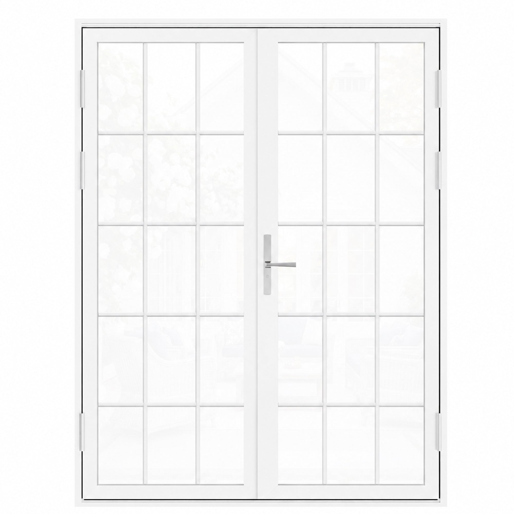Ark Design French Double White Aluminum Patio Door with 15-Lite Tempered Clear Glass
