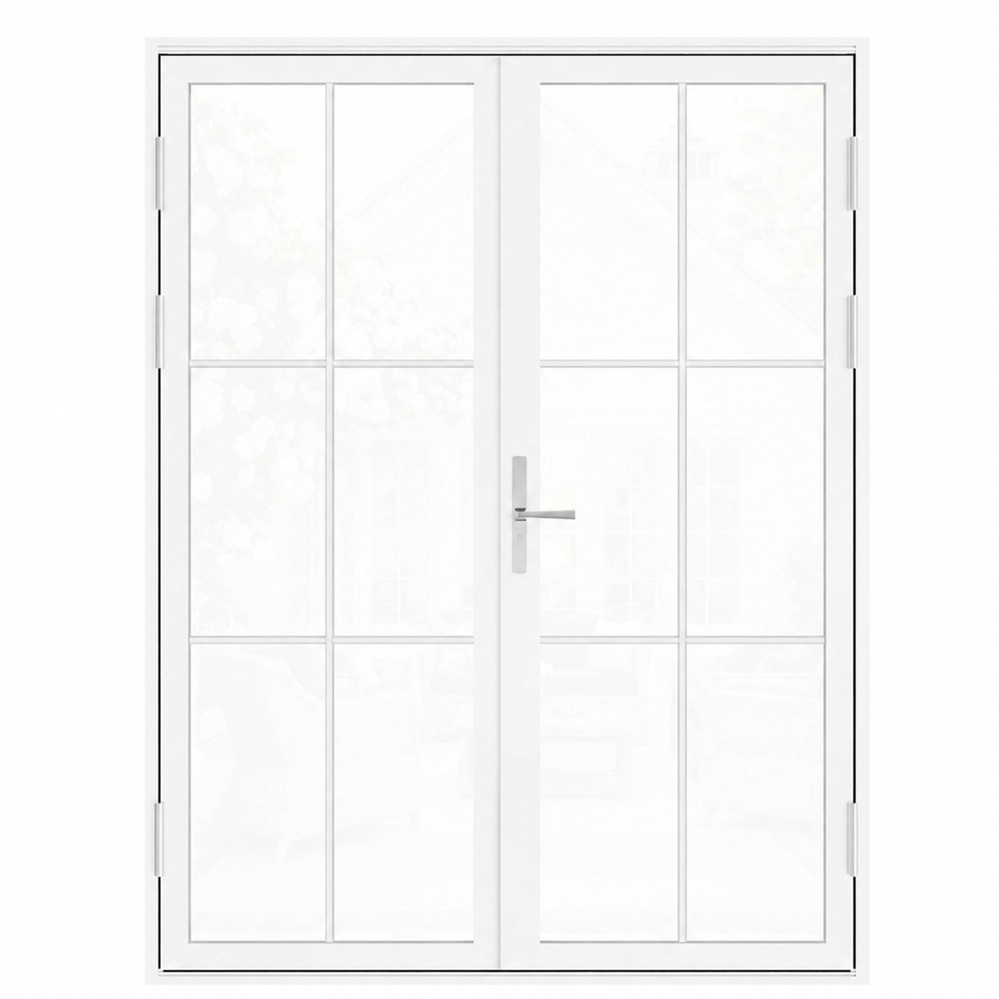 Ark Design French Double White Aluminum Patio Door with 6-Lite Tempered Clear Glass