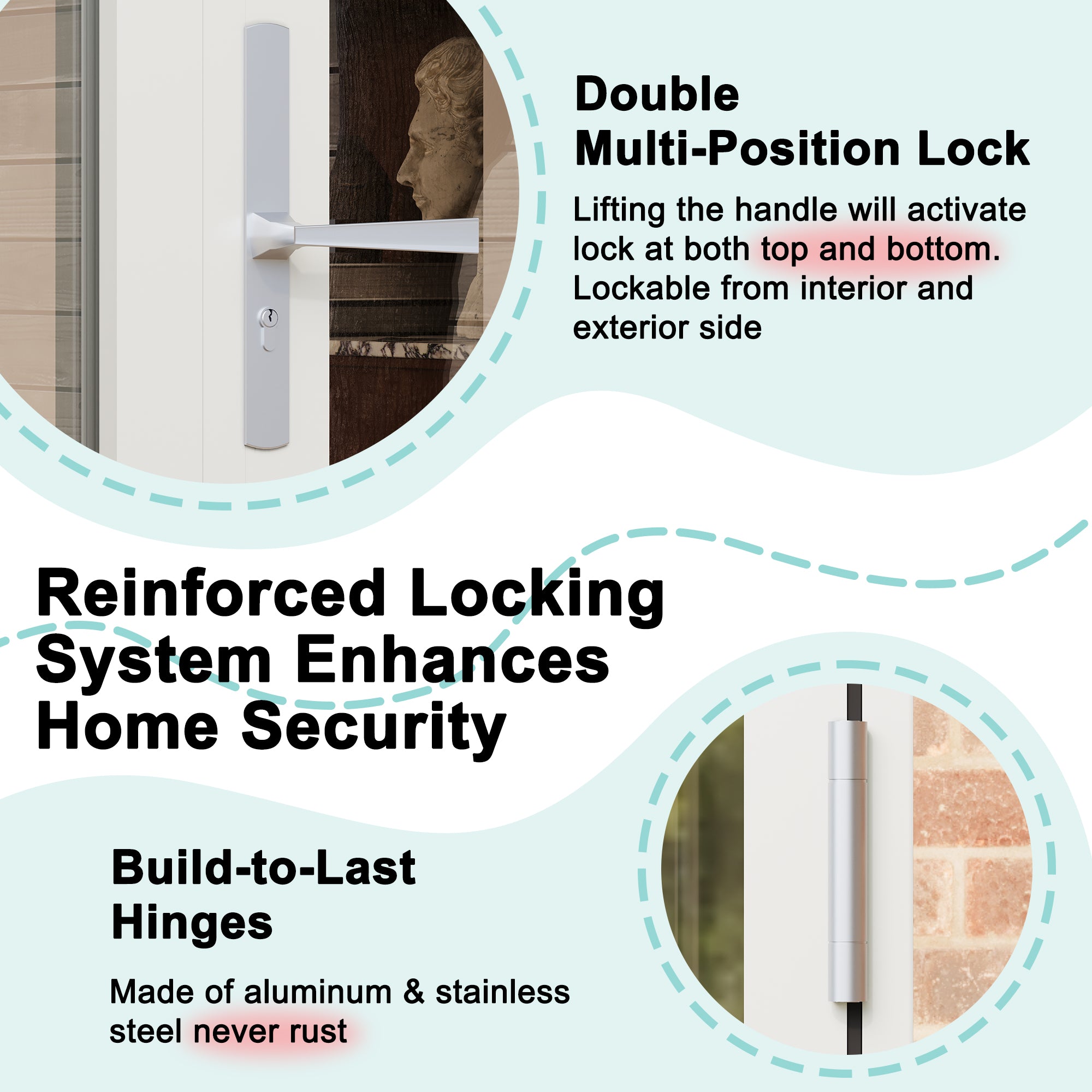 Ark Design French Double White Aluminum Patio Door with 6-Lite Tempered Clear Glass