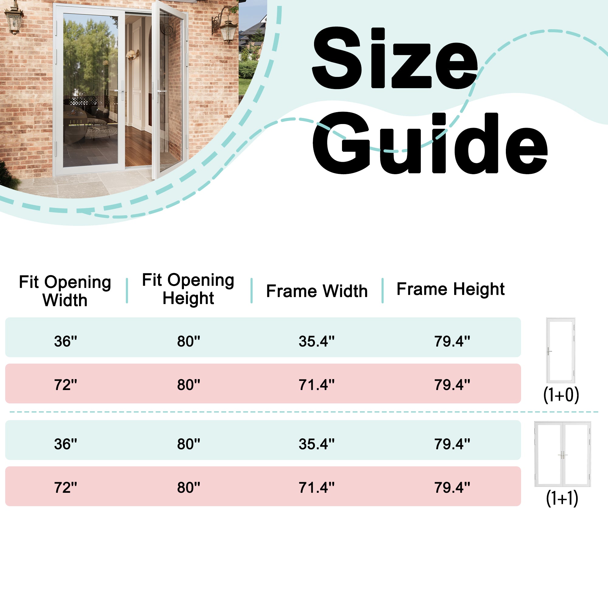 Ark Design French Double White Aluminum Patio Door with 6-Lite Tempered Clear Glass