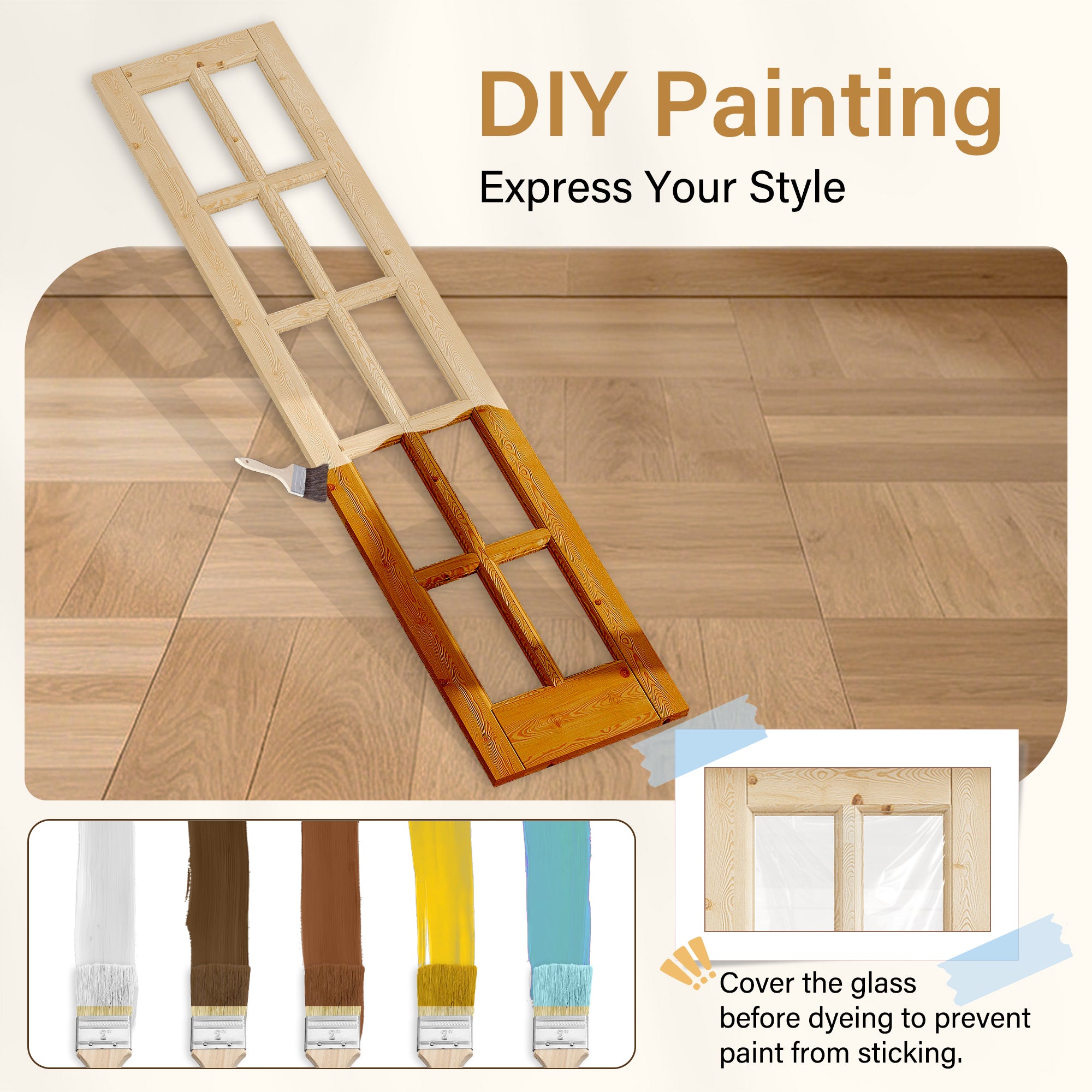 [Two Hardware Kits] Ark Design 10-Lite Pine Wood & Tempered Clear Glass Bifold Door, Bi-fold Door plus Pivot Door W/ 2-Type Hardware, 2-Slabs Solid Core Unfinished & Paintable Door