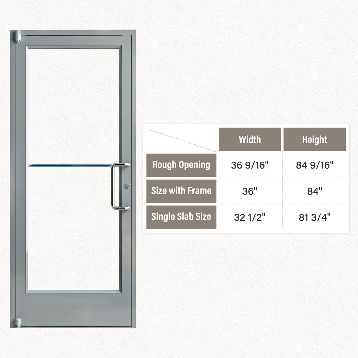 Silver Outswing Anodized Aluminum Prehung Commercial Door