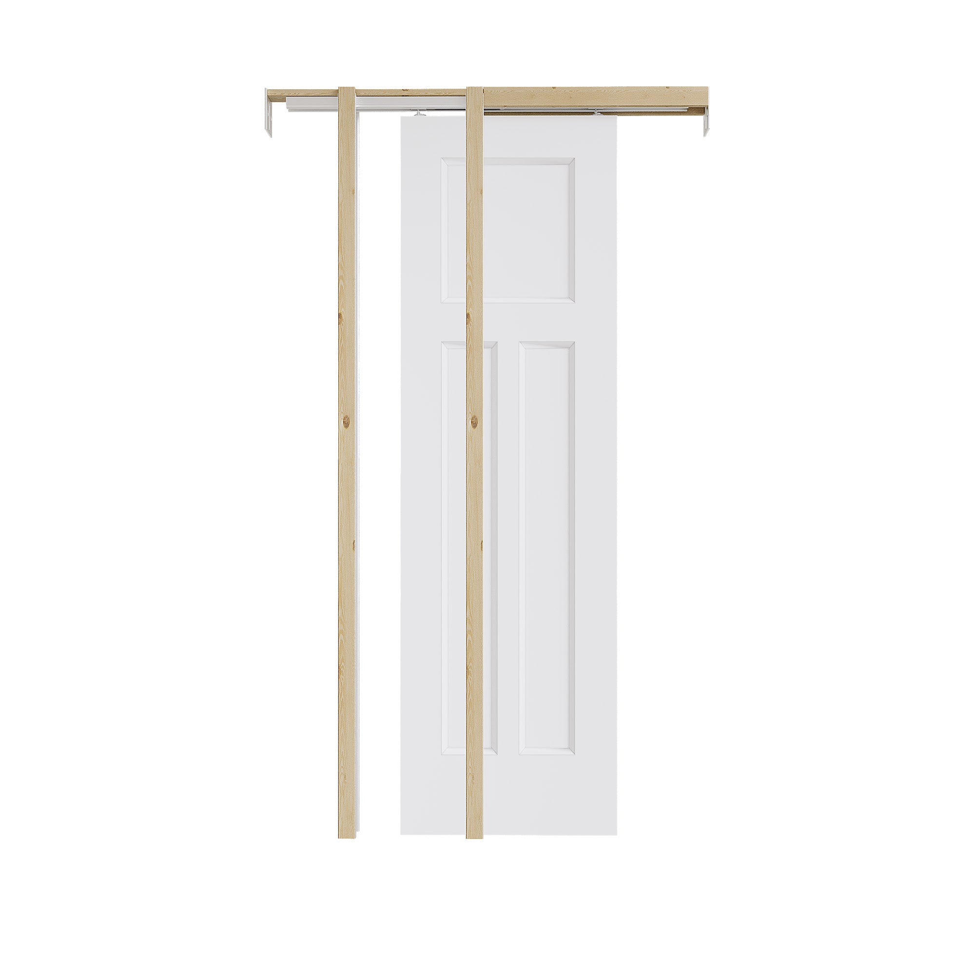Ark Design Molded T Panel Pocket Door with Hardware Kit & Soft Close & Frame, Solid Core MDF Wood & Paint-grade Finished, White