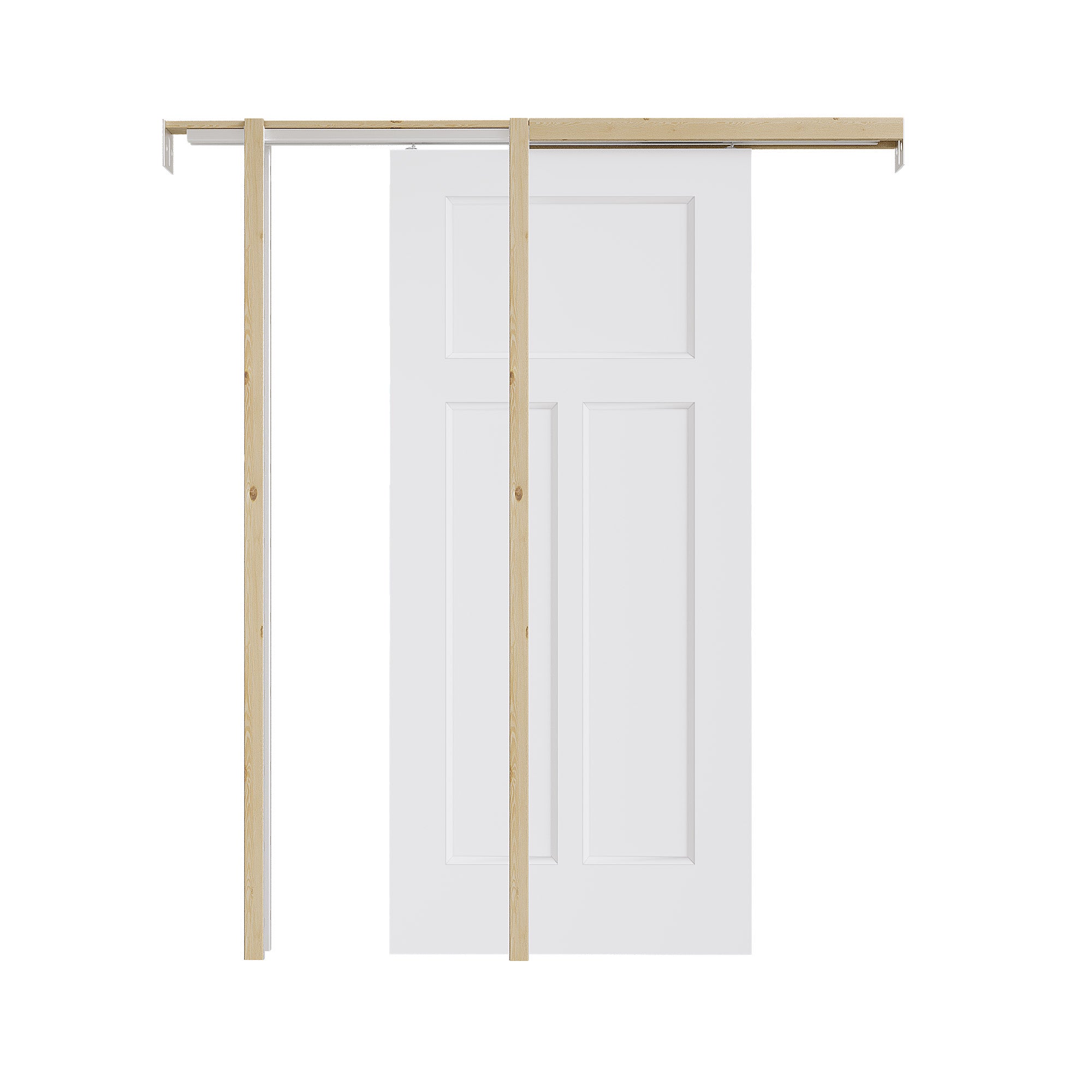 Ark Design Molded T Panel Pocket Door with Hardware Kit & Soft Close & Frame, Solid Core MDF Wood & Paint-grade Finished, White