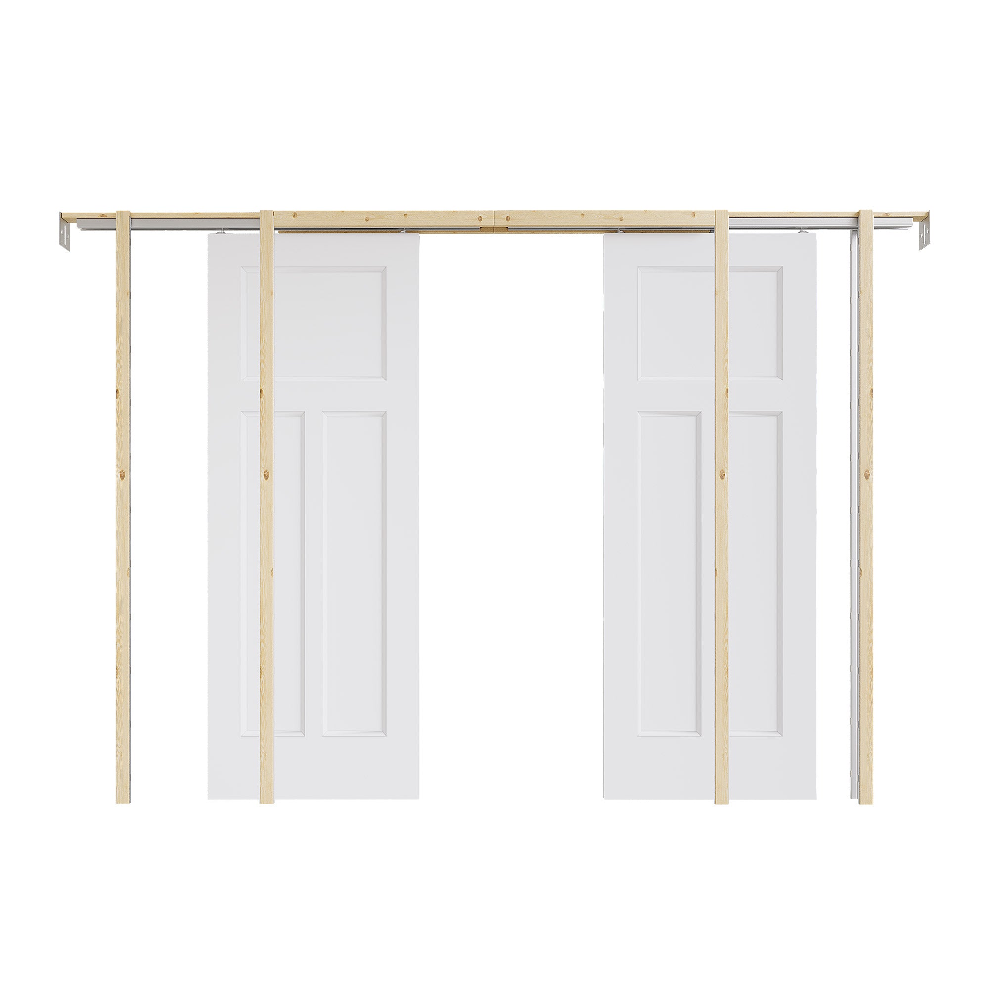 Ark Design Molded T Panel Pocket Door with Hardware Kit & Soft Close & Frame, Solid Core MDF Wood & Paint-grade Finished, White