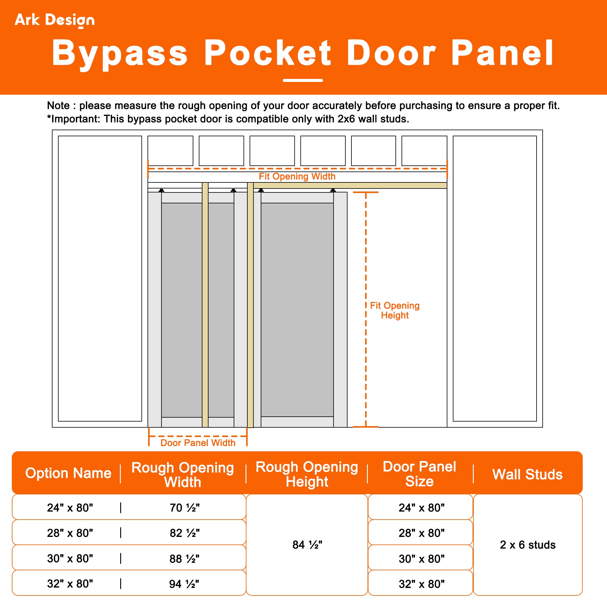 Ark Design 1 Lite Clear Glass Double Bypass Pocket Door with Hardware Kit & Soft Close & Frame, Solid Core MDF Wood & Paint-grade Finished, White
