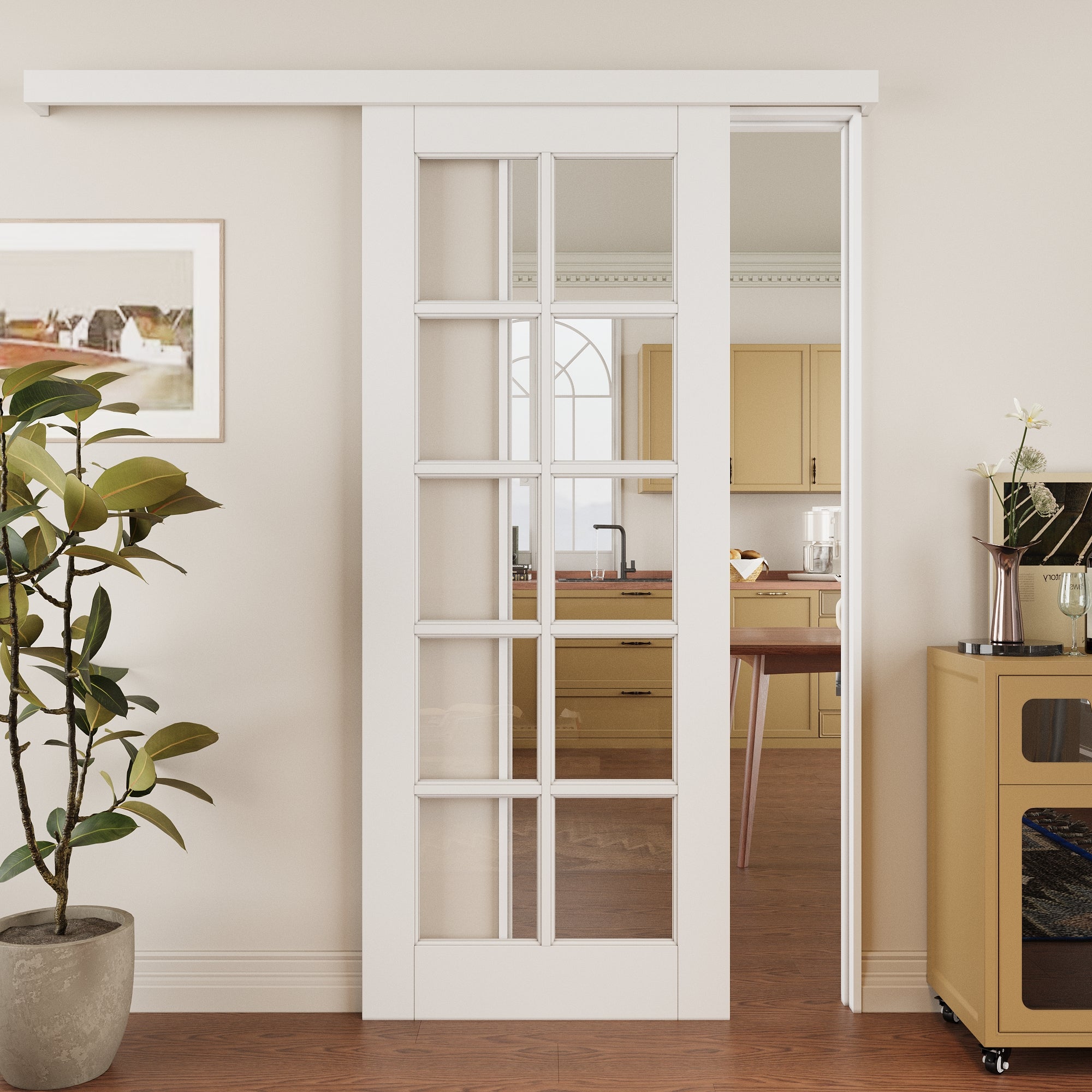 Ark Design Hidden Track Style 10 Lite Tempered Clear Glass Primed MDF