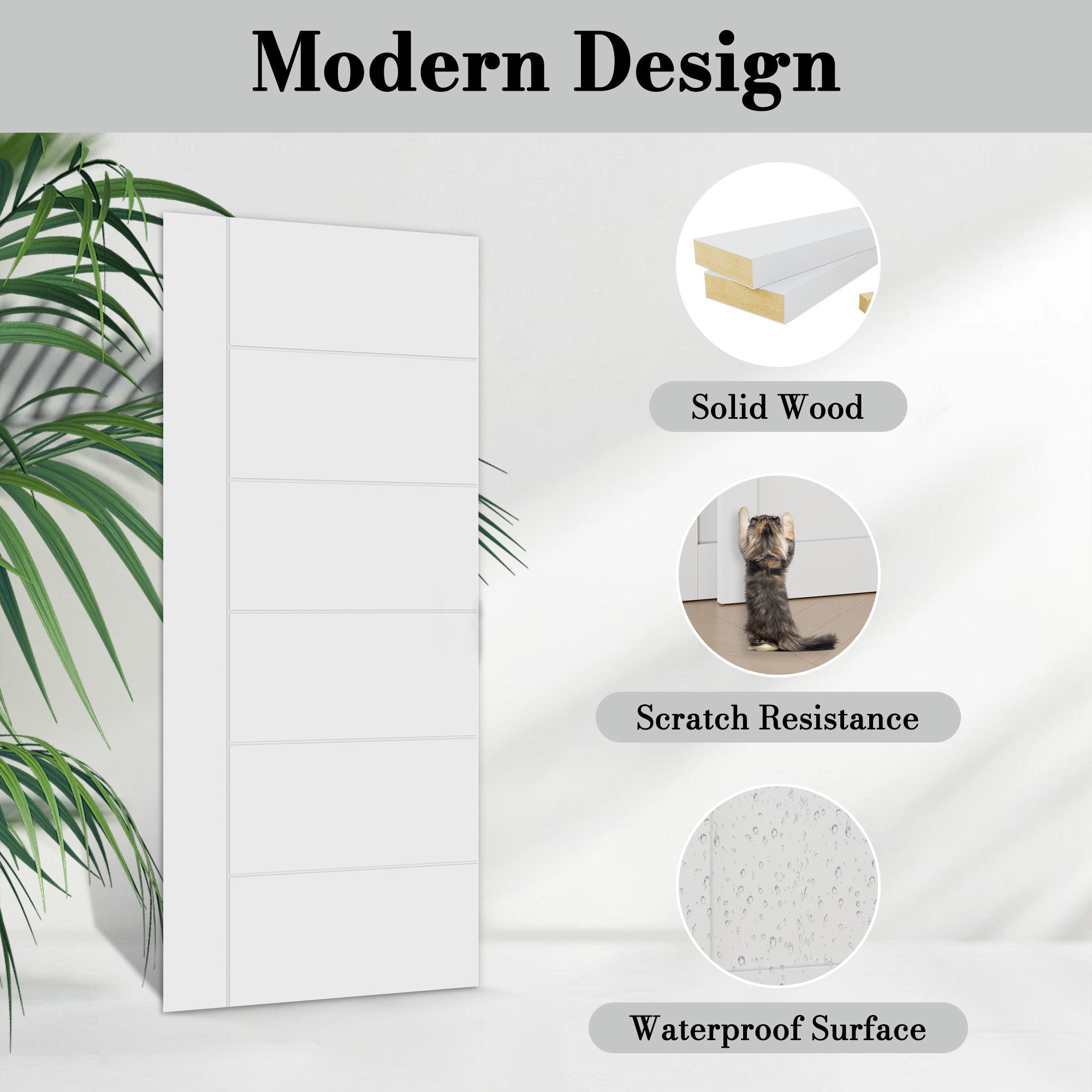 Ark Design Bypass Barn Door, 6-Panel Molded Doors with Horizontal Grain Texture, Solid Core MDF & Pre-finished & Paintable Surface, With Hardware Kit Bypass, White
