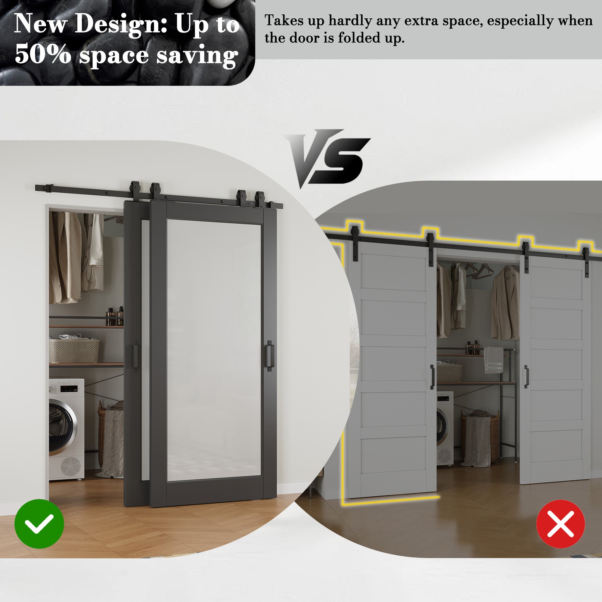 Ark Design Bypass Barn Door, 1-Lite Tempred Frosted Glass, Solid Core MDF & Finished, With Hardware Kit Bypass,Black