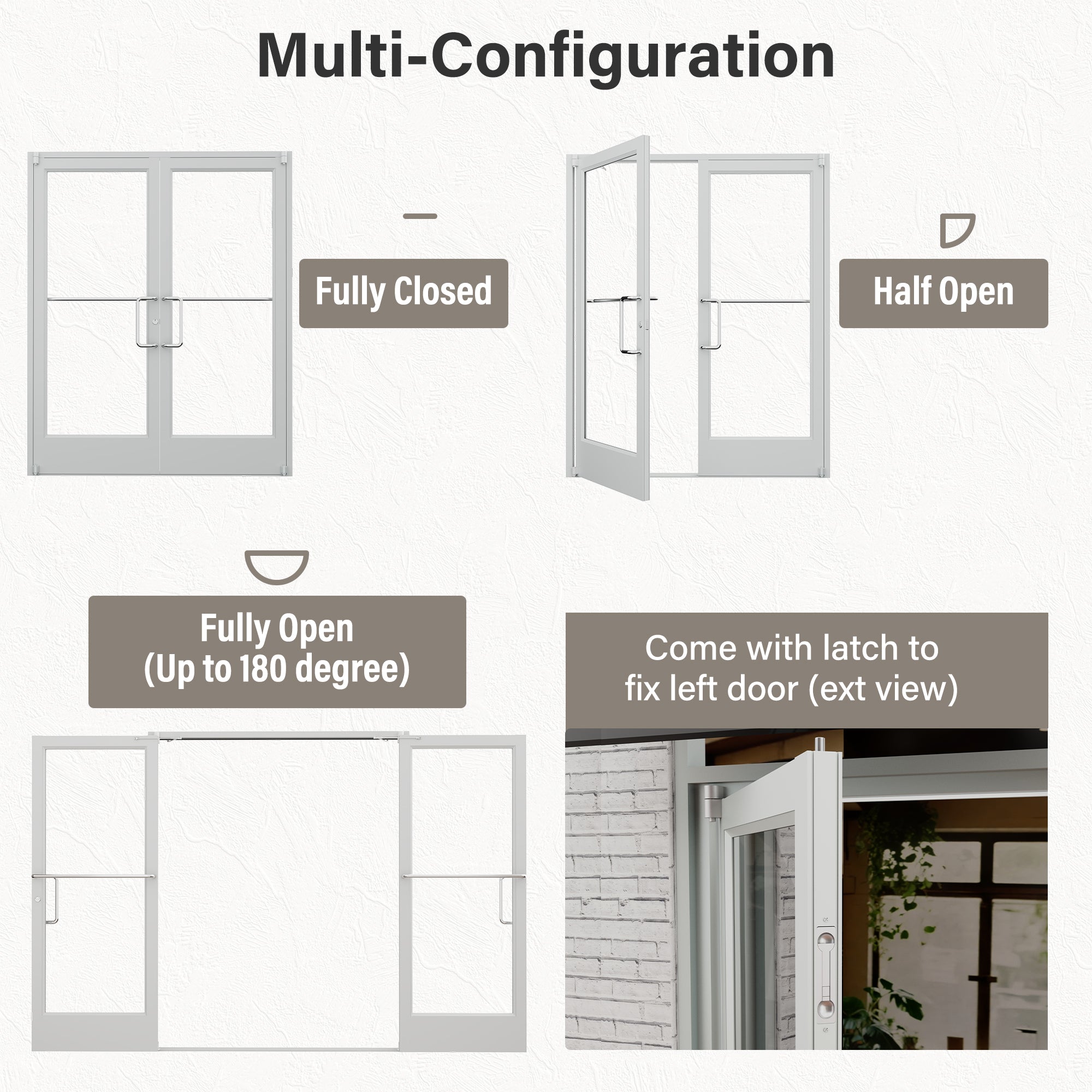 Silver Bi-Parting Outswing Anodized Aluminum Prehung Commercial Door