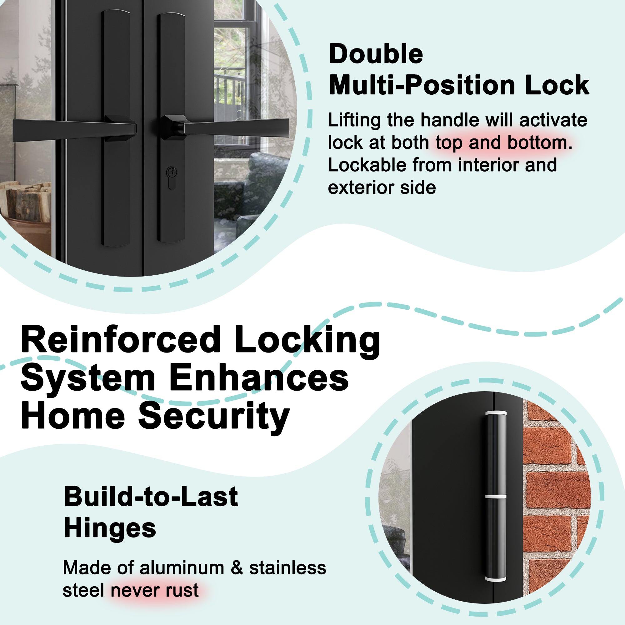 Ark Design 72 in. x 80 in. French Double Black Aluminum Patio Door with Tempered Glass