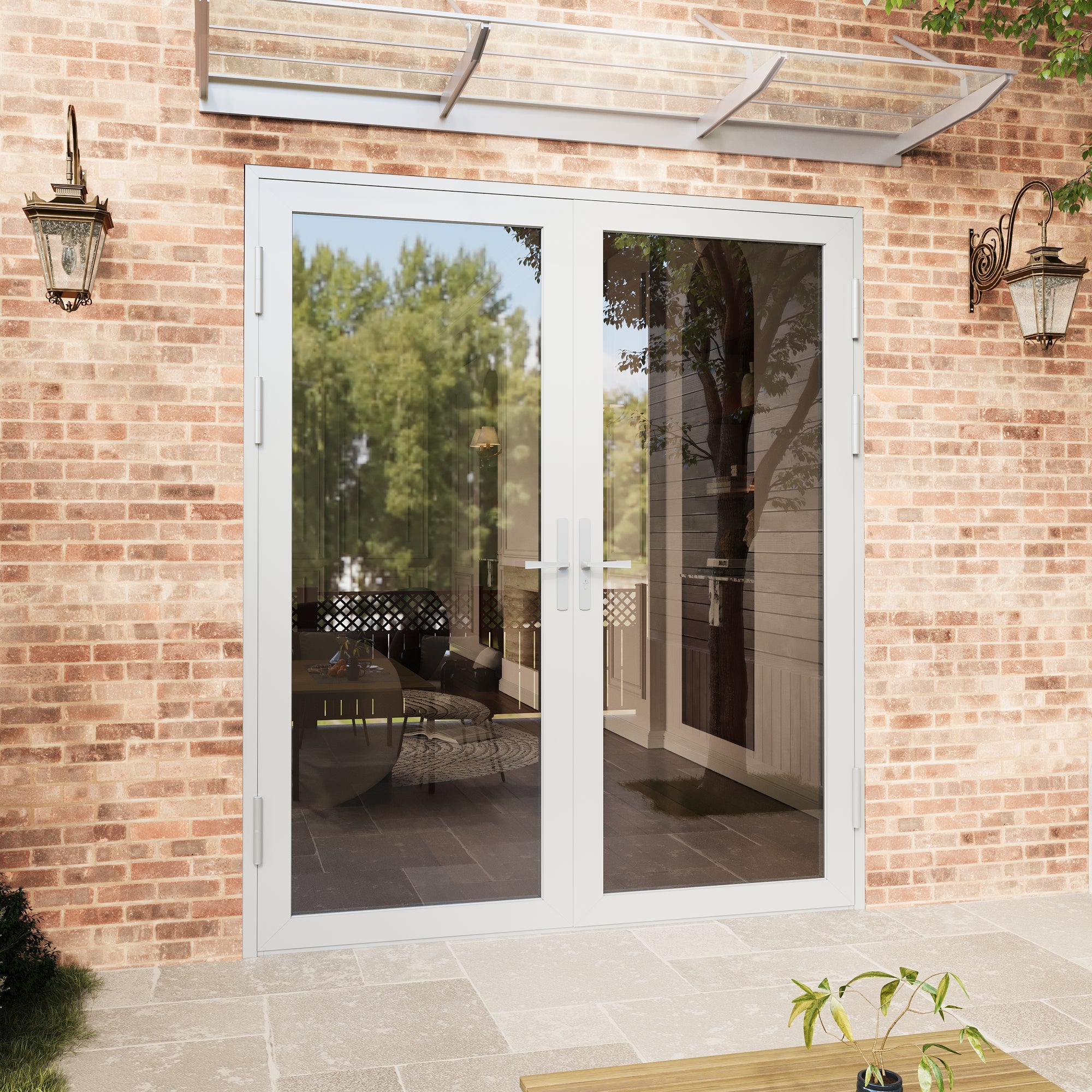 Ark Design 72 in. x 80 in. French Double White Aluminum Patio Door with Tempered Glass