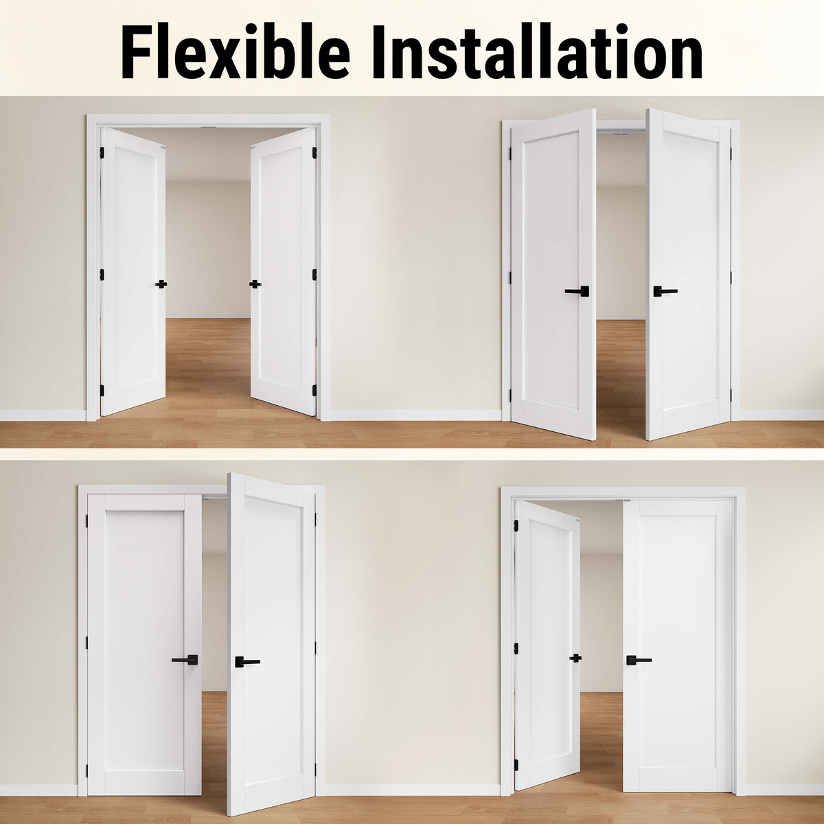 [Magnetic Catch Prehung French Door Collection] 1-Lite Clear Glass White Solid Core Double Prehung French Door with Ready-to-Assemble Jamb