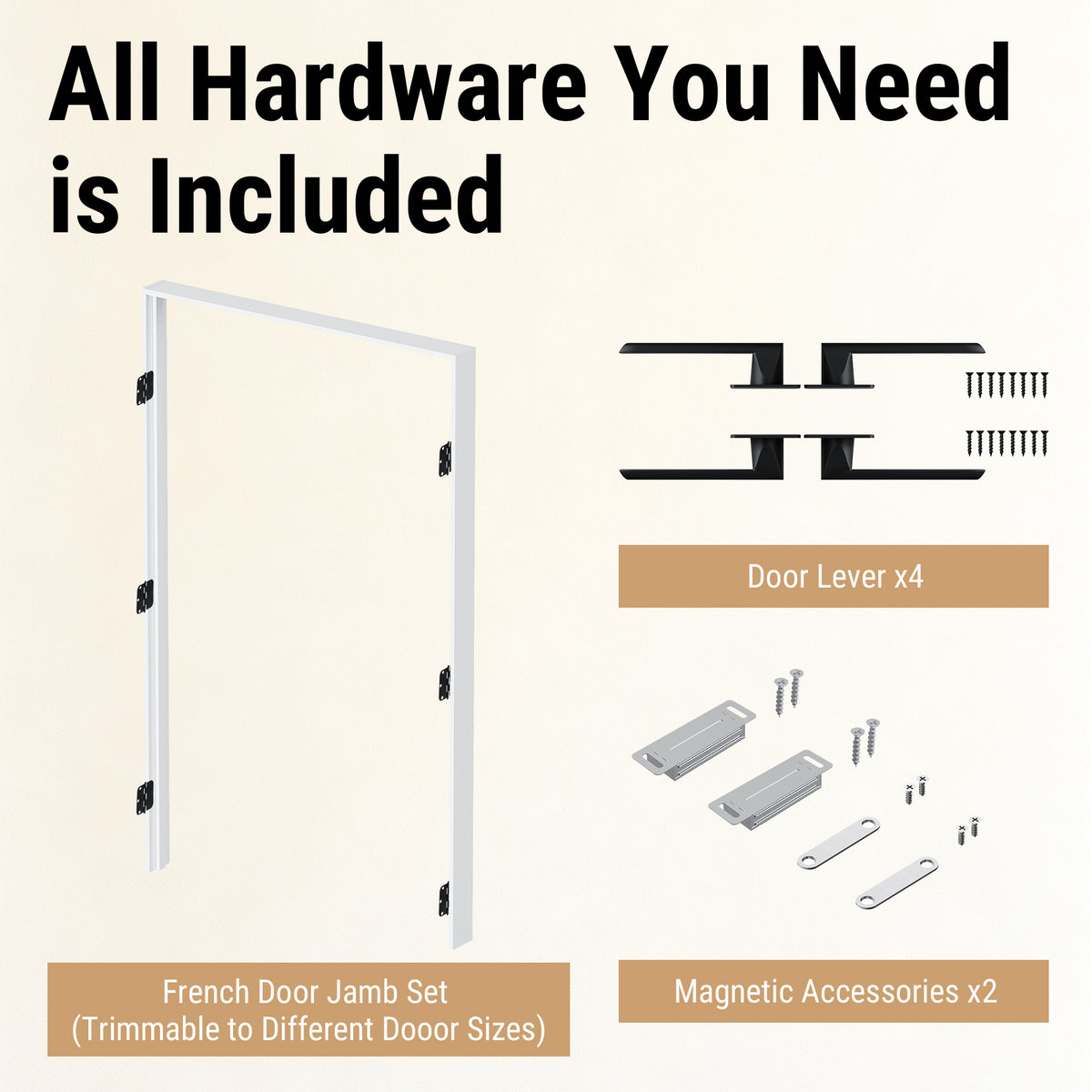 [Magnetic Catch Prehung French Door Collection] 1-Lite Clear Glass White Solid Core Double Prehung French Door with Ready-to-Assemble Jamb