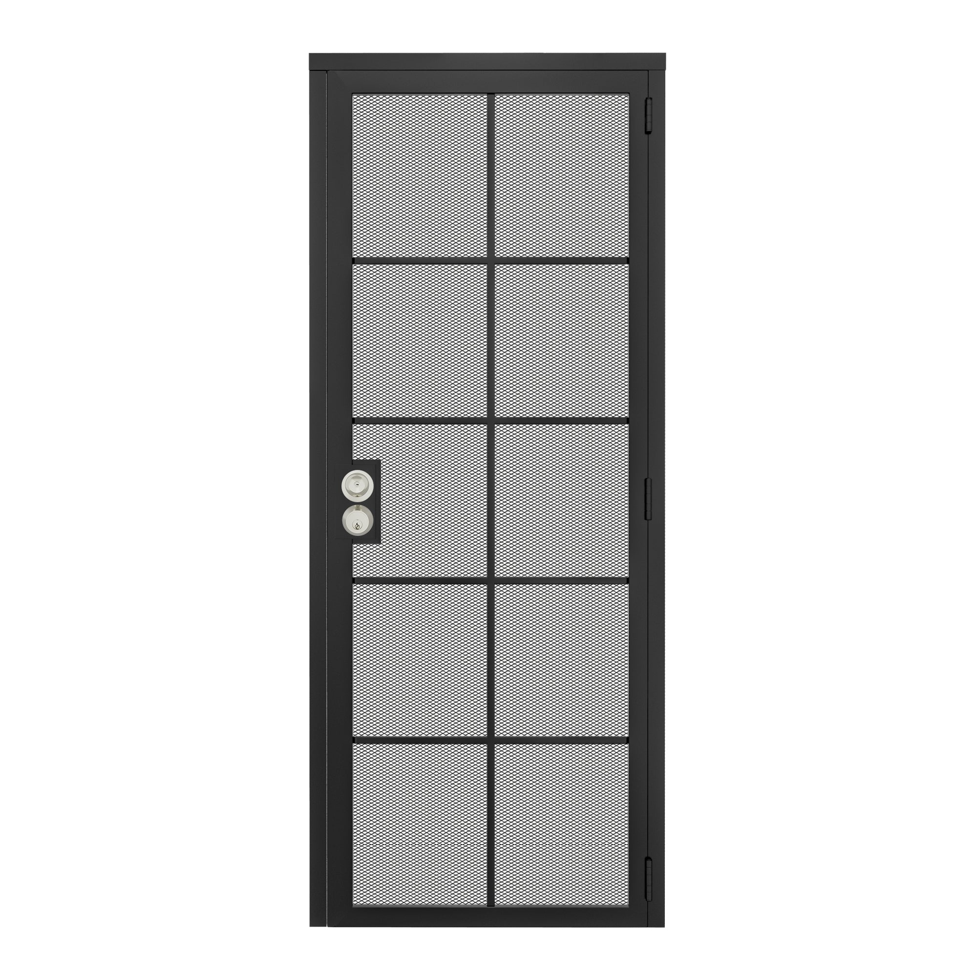 Ark Design Universal/Reversible 10-Grid Black Surface Mount Steel Security Door w/Expanded Metal Screen(Lock)
