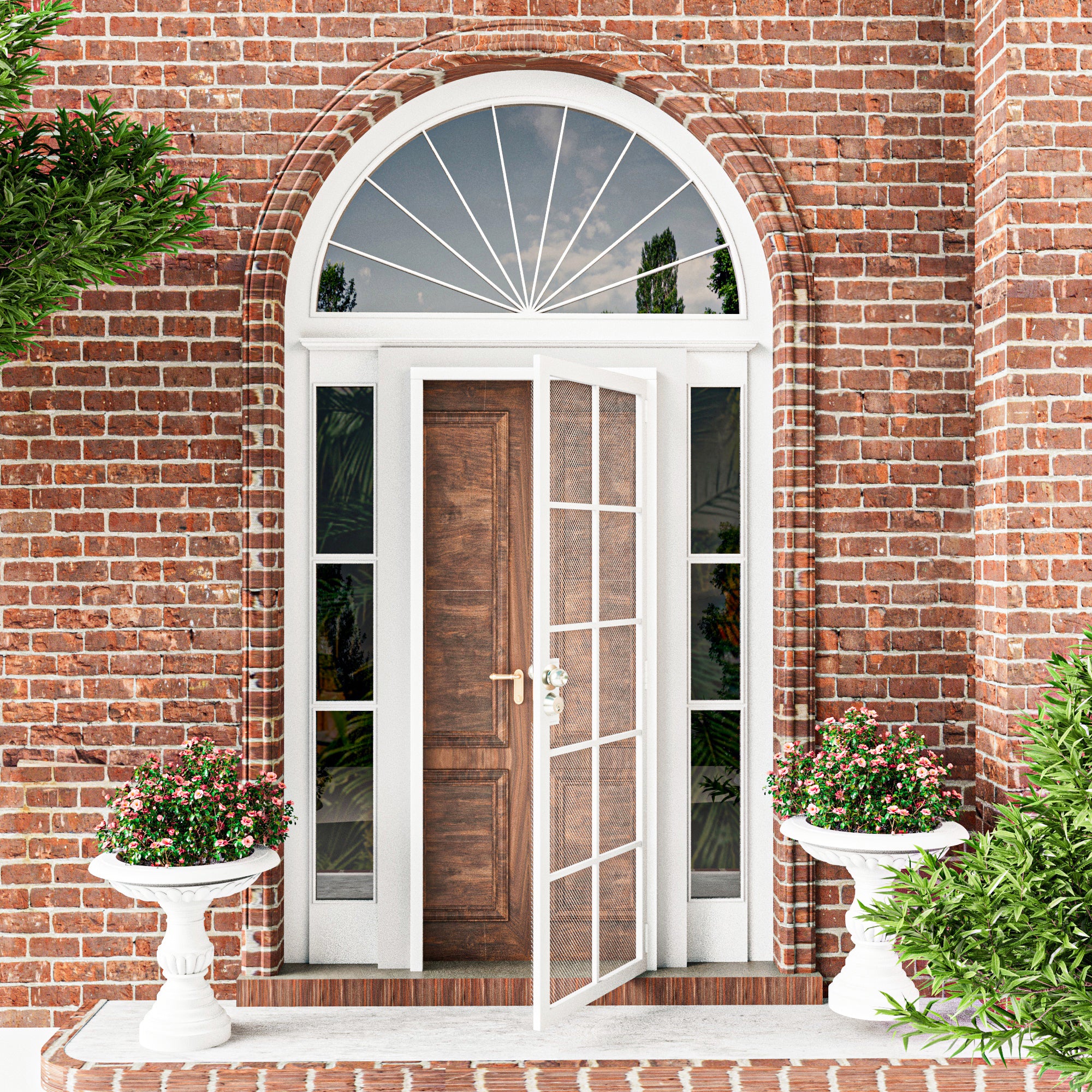 Ark Design Universal/Reversible 10-Grid White Surface Mount Steel Security Door w/Expanded Metal Screen(Lock)