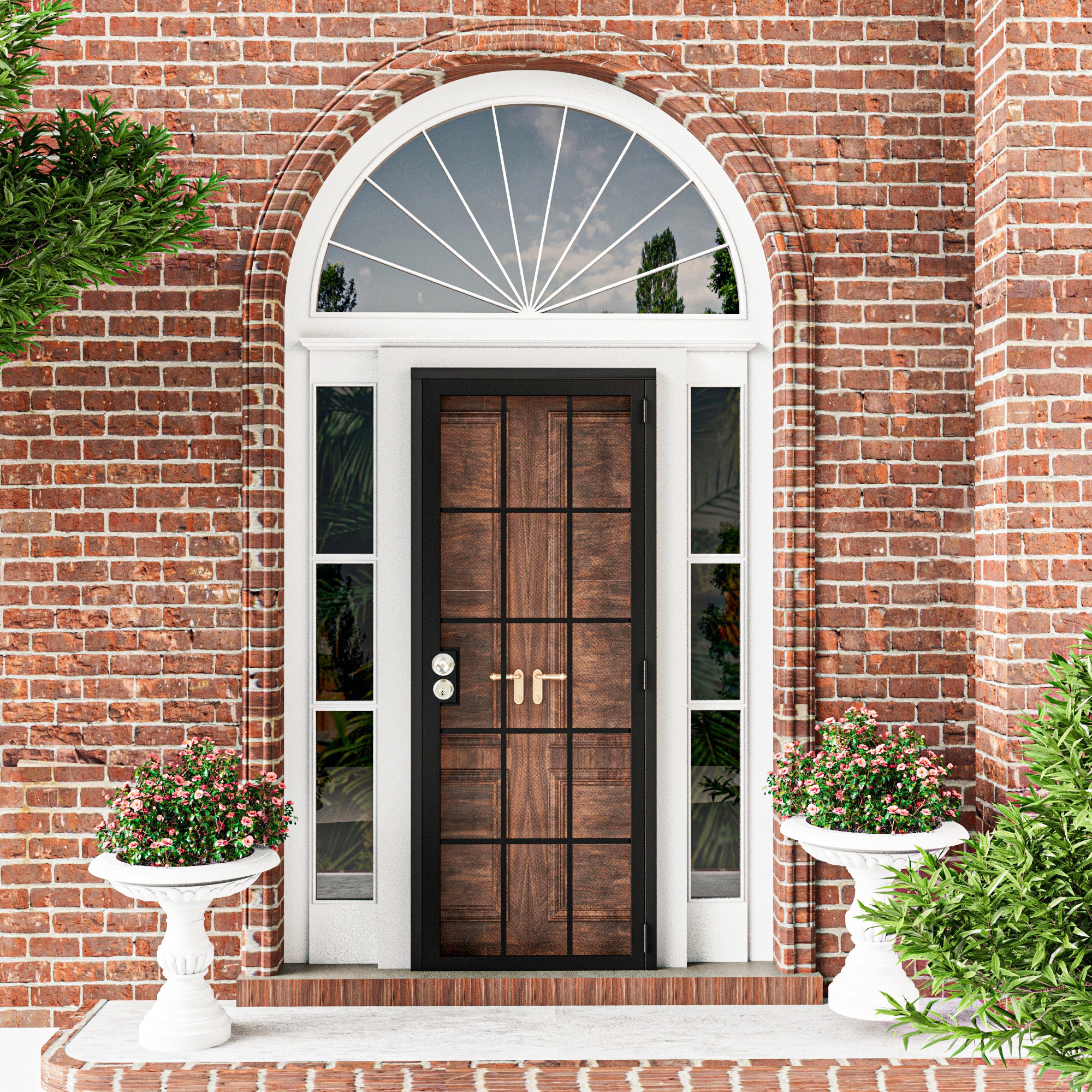 Ark Design Universal/Reversible 15-Grid Black Surface Mount Steel Security Door w/Expanded Metal Screen(Lock)