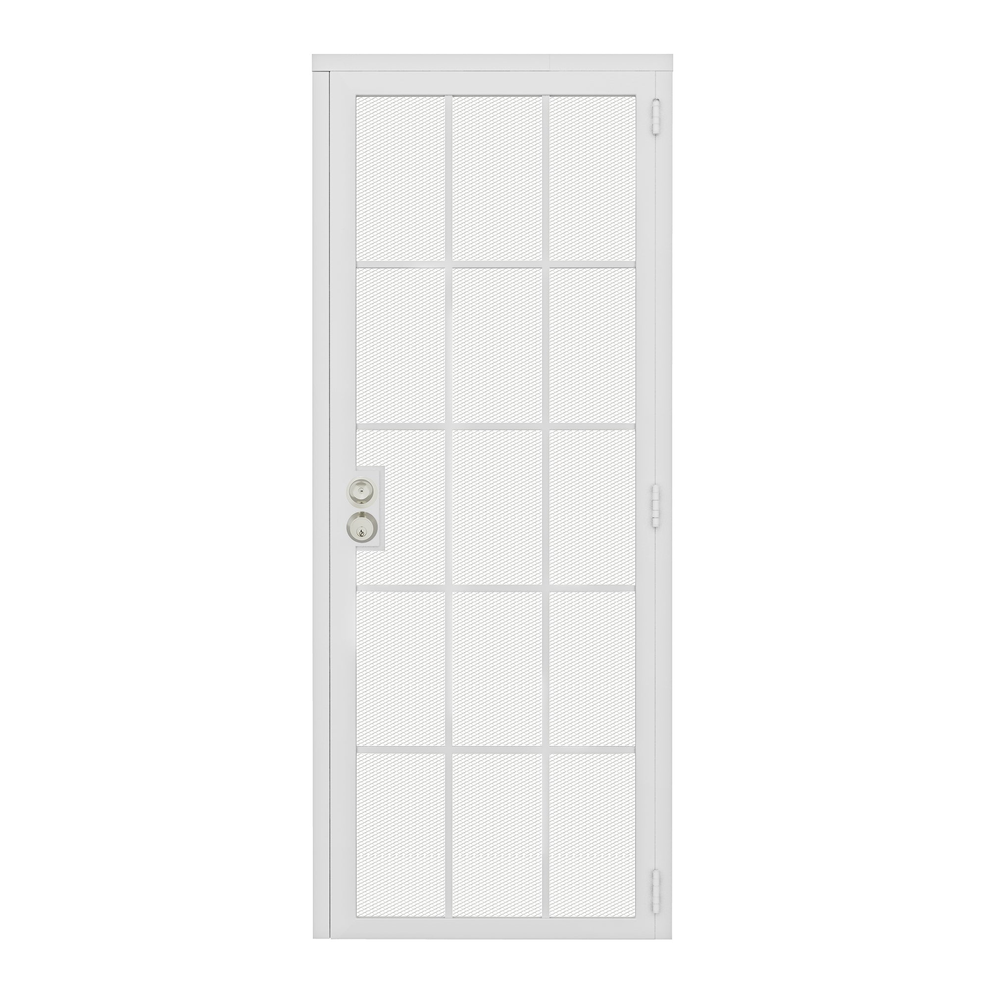 Ark Design Universal/Reversible 15-Grid White Surface Mount Steel Security Door w/Expanded Metal Screen(Lock)
