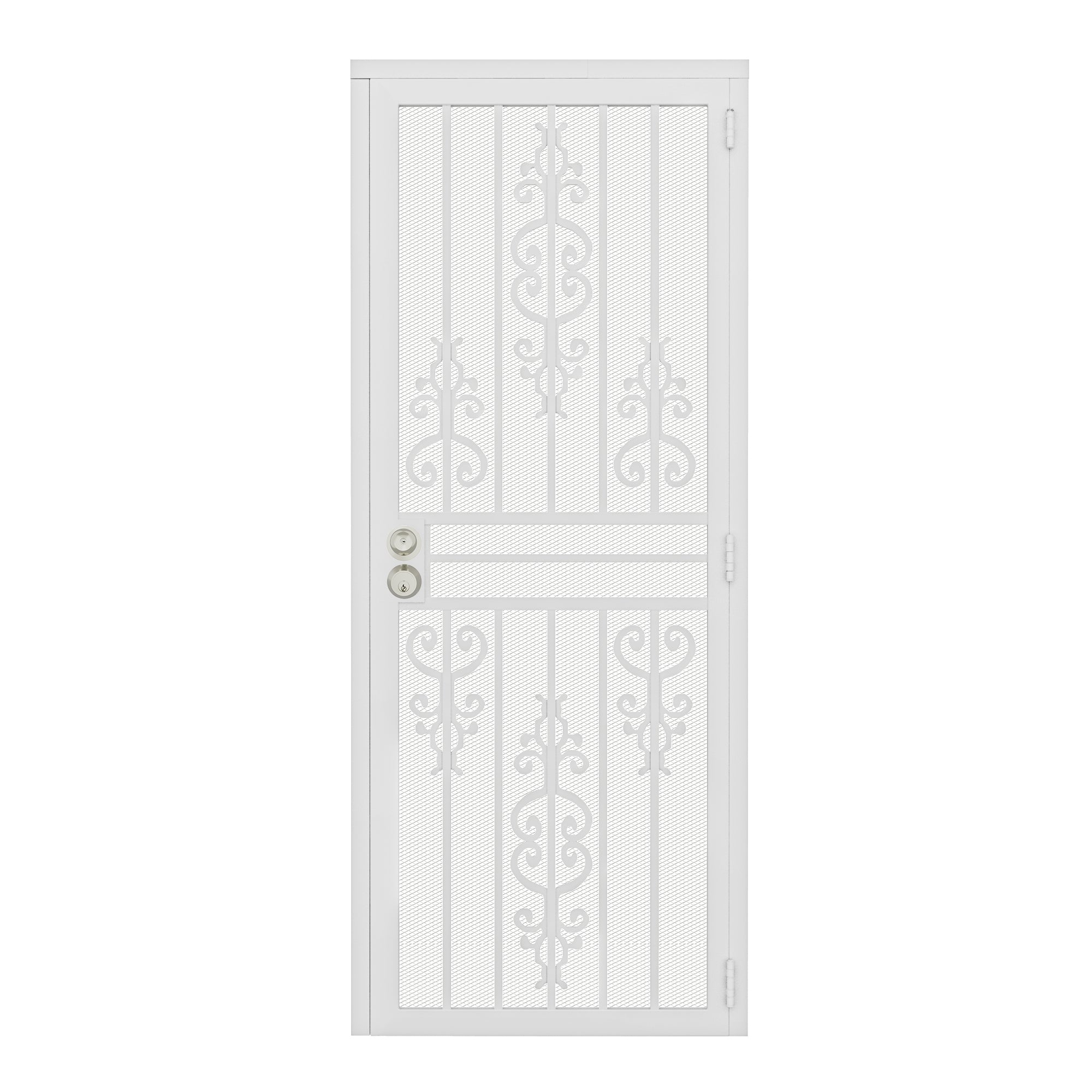 Ark Design Universal/Reversible White Surface Mount Steel Security Door w/Expanded Metal Screen(Lock)