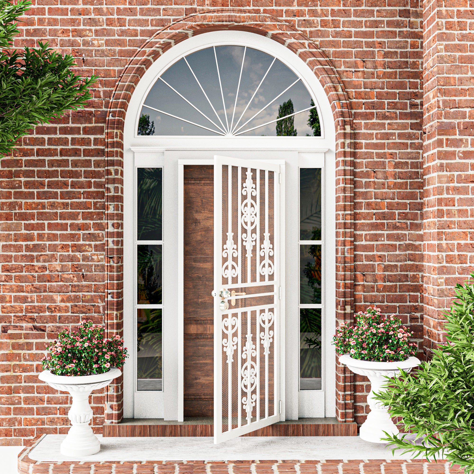 Ark Design Universal/Reversible White Surface Mount Steel Security Door w/Expanded Metal Screen(Lock)