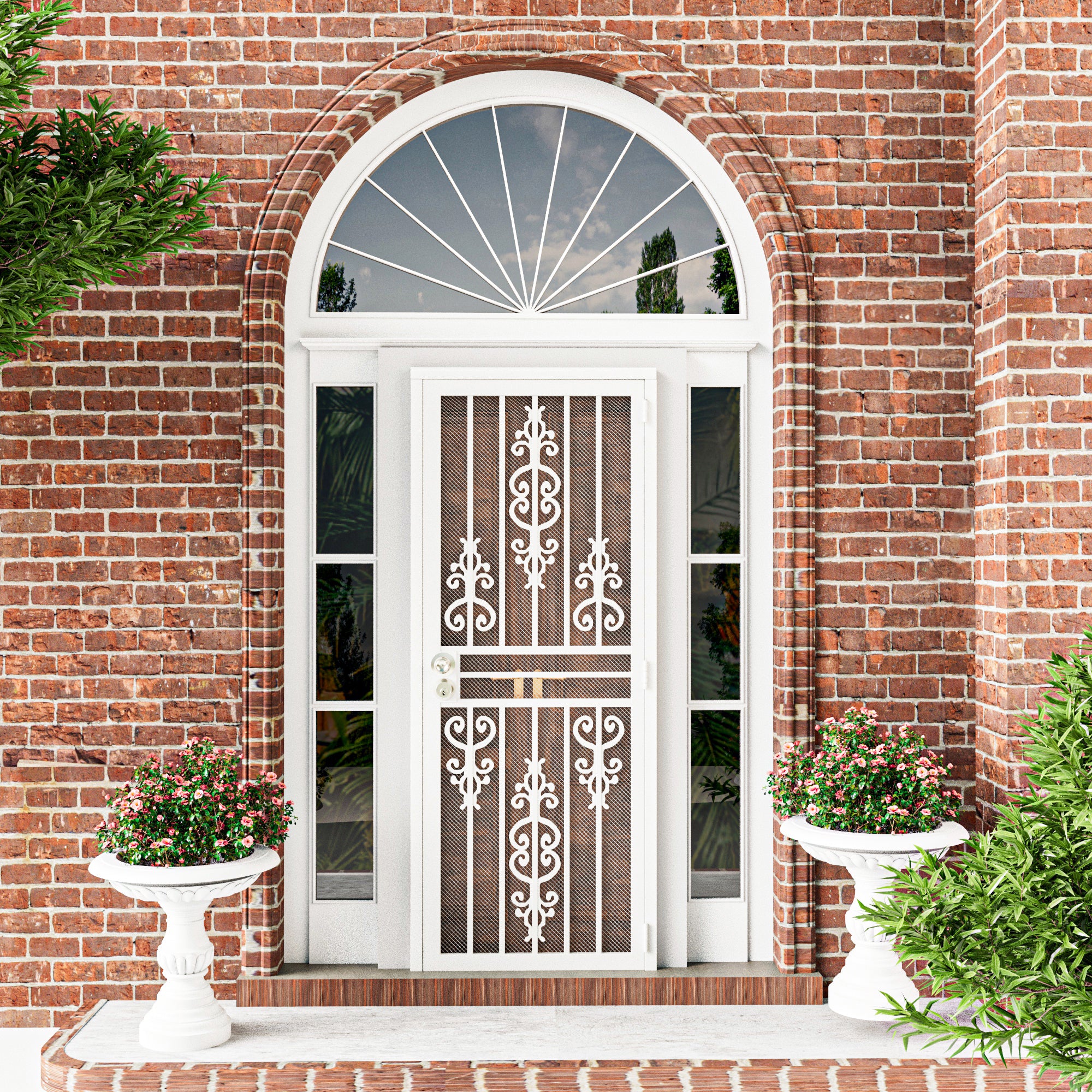 Ark Design Universal/Reversible White Surface Mount Steel Security Door w/Expanded Metal Screen(Lock)