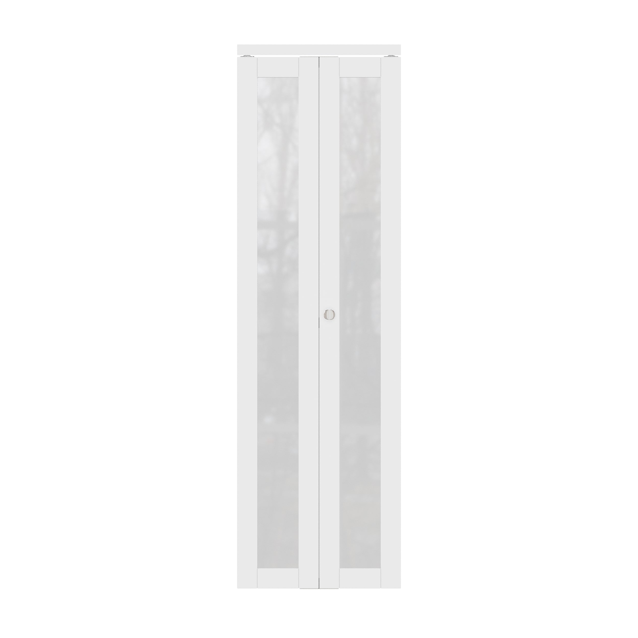 Ark Design 1-Lite Tempered Frosted Glass Closet Bifold Door with Hardware Kit & Knob, Solid Core MDF Wood & PVC Covered Finished, White