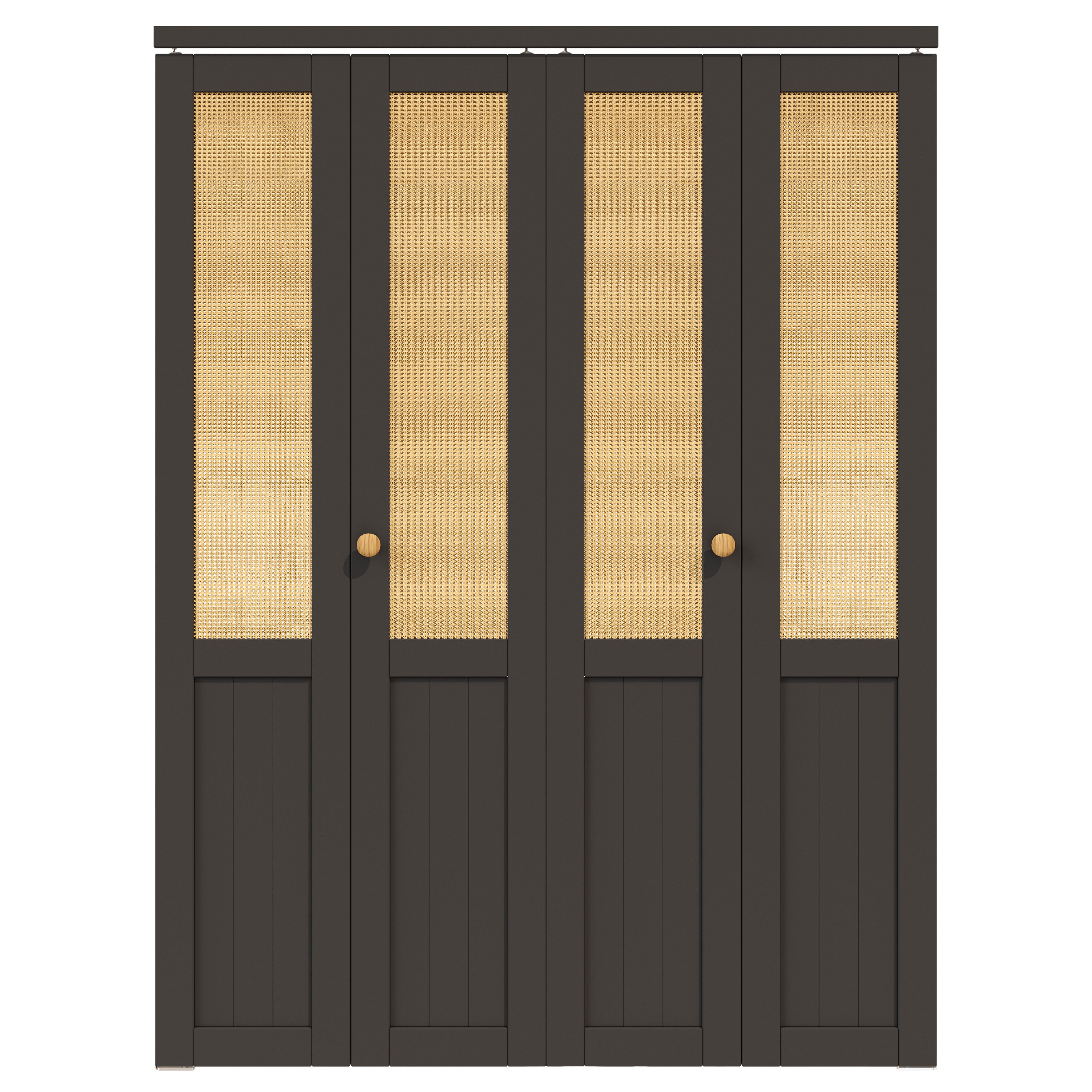 Half Paneled Solid Core Black Finished MDF Wood and Imitated