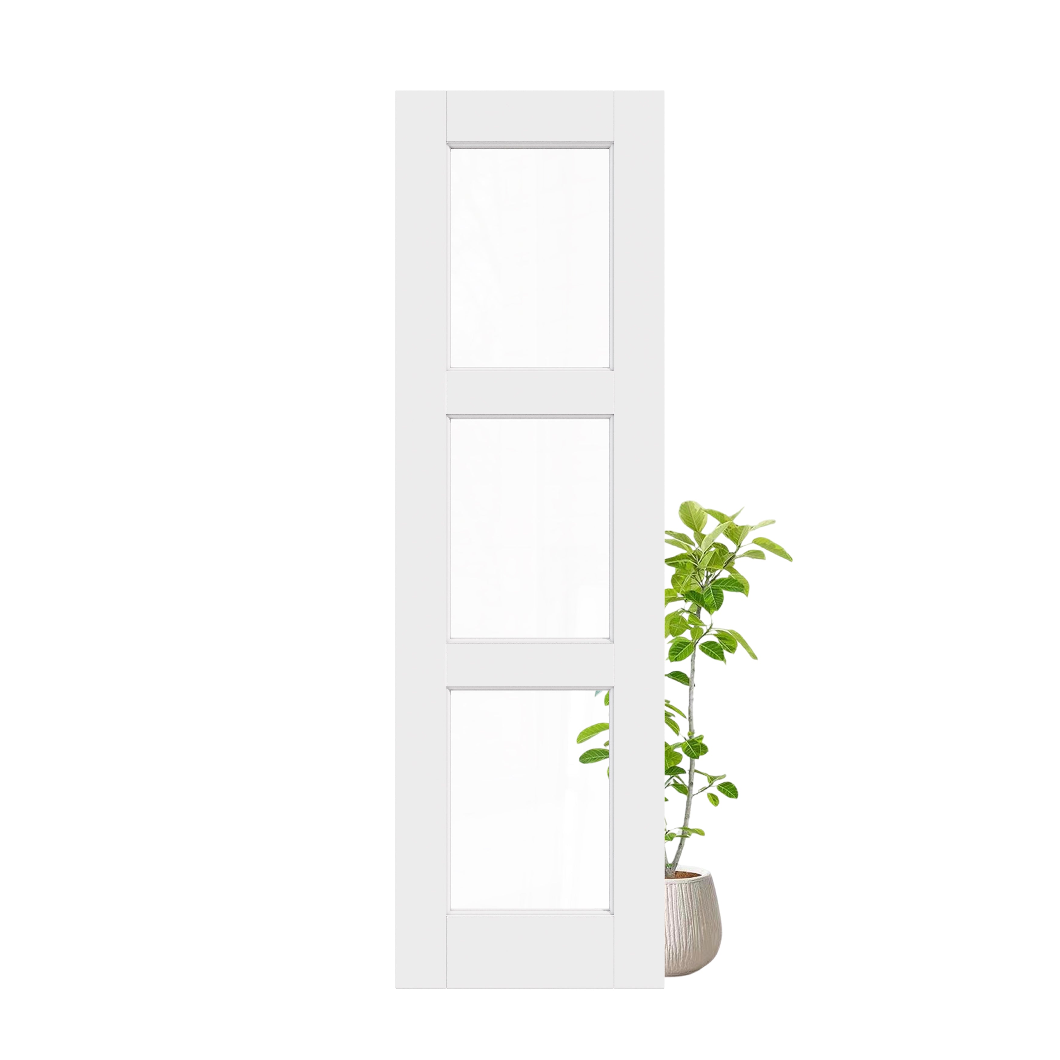 Ark Design 3-Lite Clear Glass Door Slab Prefinished & Paintable Surface, with/without Prehung Kit, White