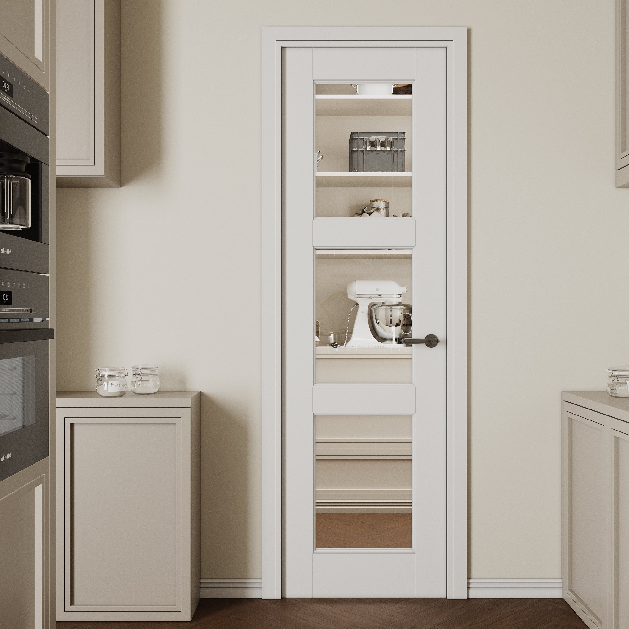 Ark Design 3-Lite Clear Glass Door Slab Prefinished & Paintable Surface, with/without Prehung Kit, White