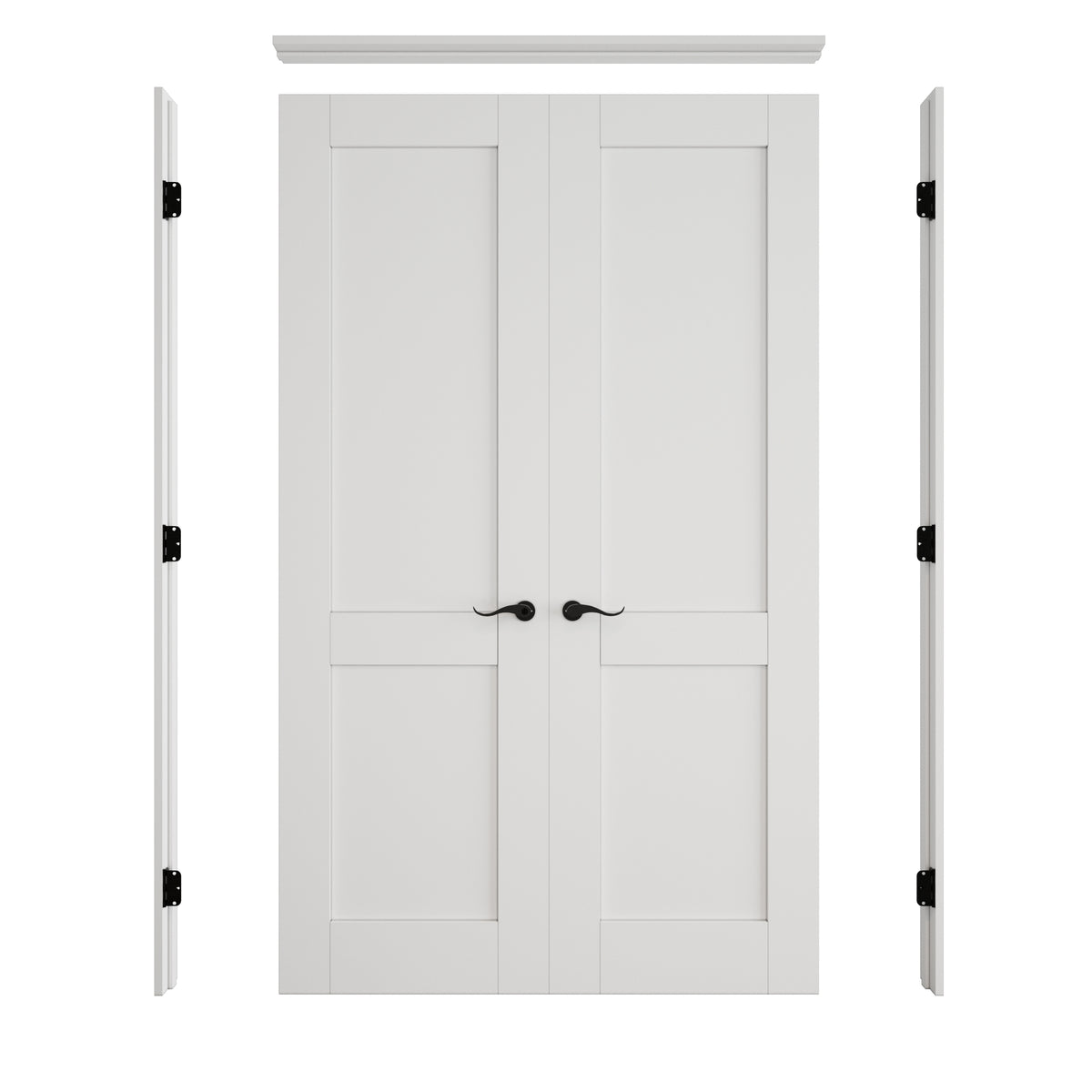 2-Lite Panel French Door with Hardware Kit, Solid Core MDF Wood, White ...