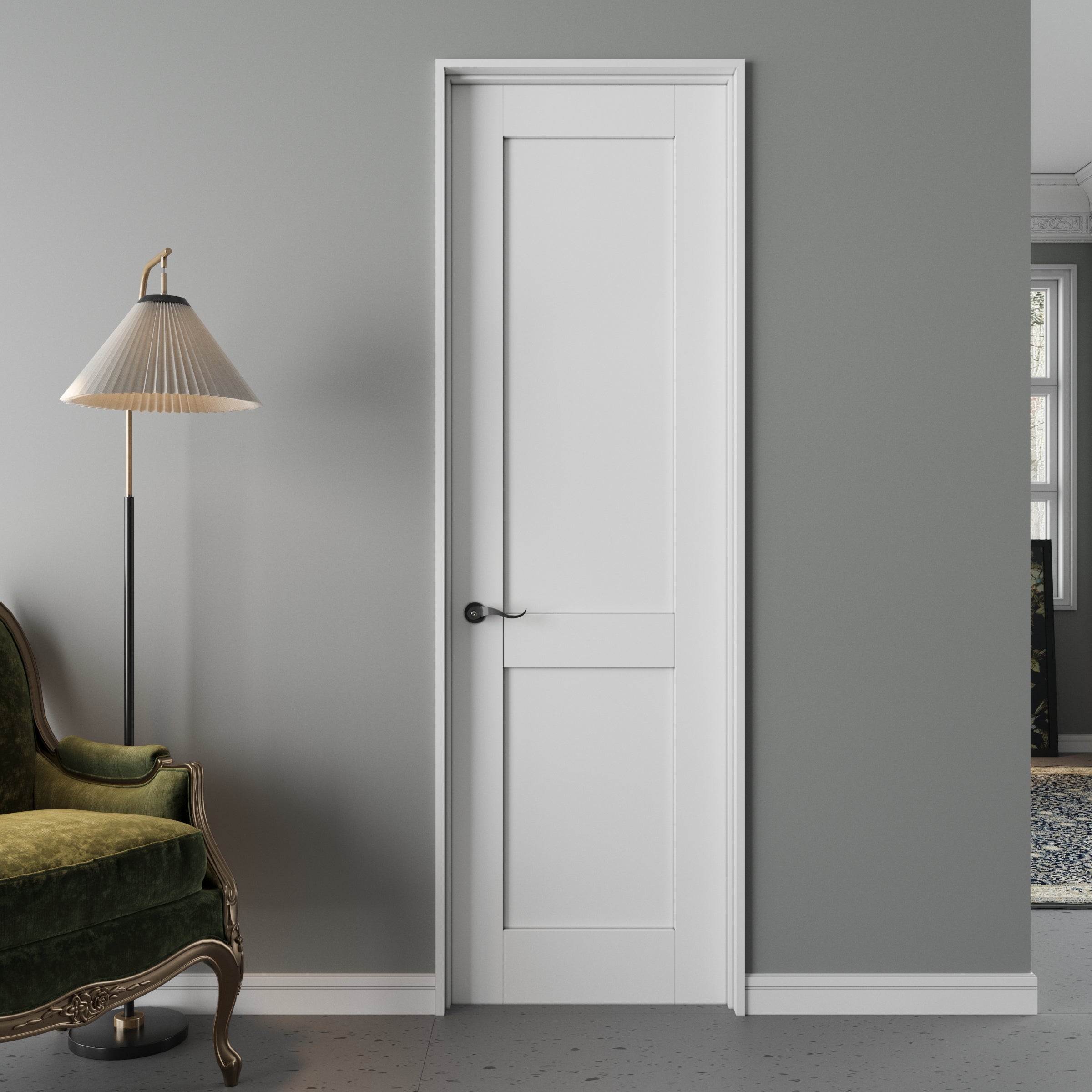 Ark Design 2-Lite Panel Door Slab with/without Prehung Kit, White