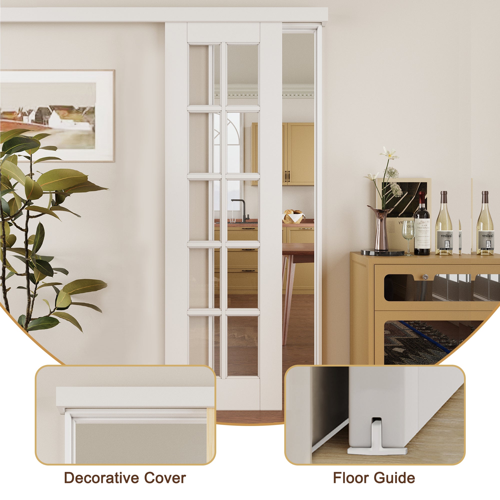 Ark Design Hidden Track Style 10 Lite Tempered Clear Glass Primed MDF