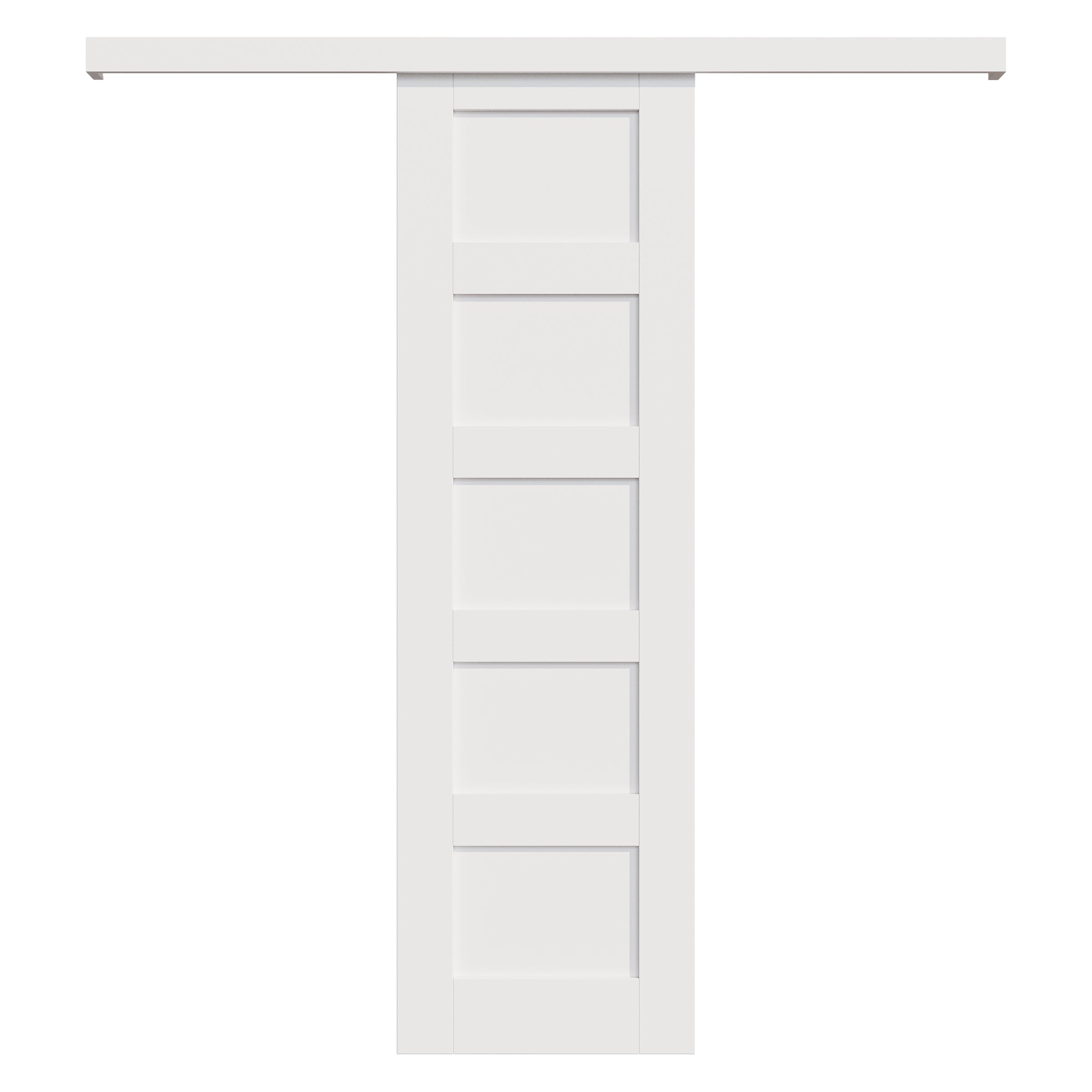 Ark Design Hidden Track Style 5-Lite Panel White Primed Paneled MDF Sliding Barn Door with Hardware Kit