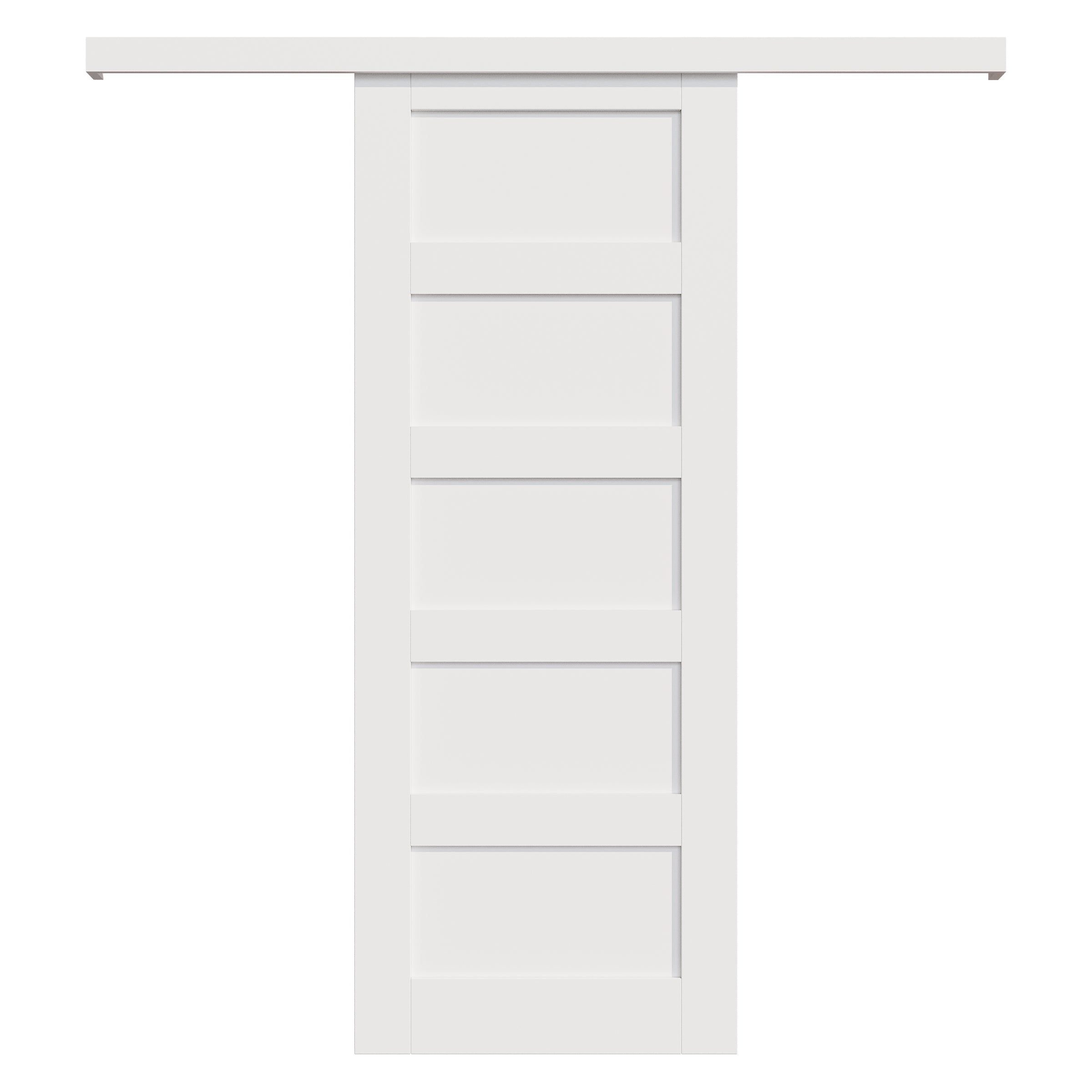 Ark Design Hidden Track Style 5-Lite Panel White Primed Paneled MDF Sliding Barn Door with Hardware Kit