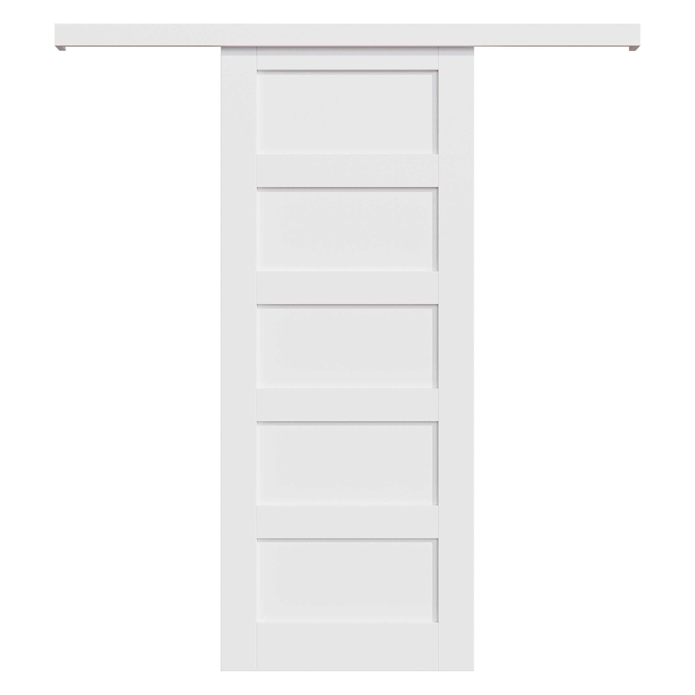 Ark Design Hidden Track Style 5-Lite Panel White Primed Paneled MDF Sliding Barn Door with Hardware Kit
