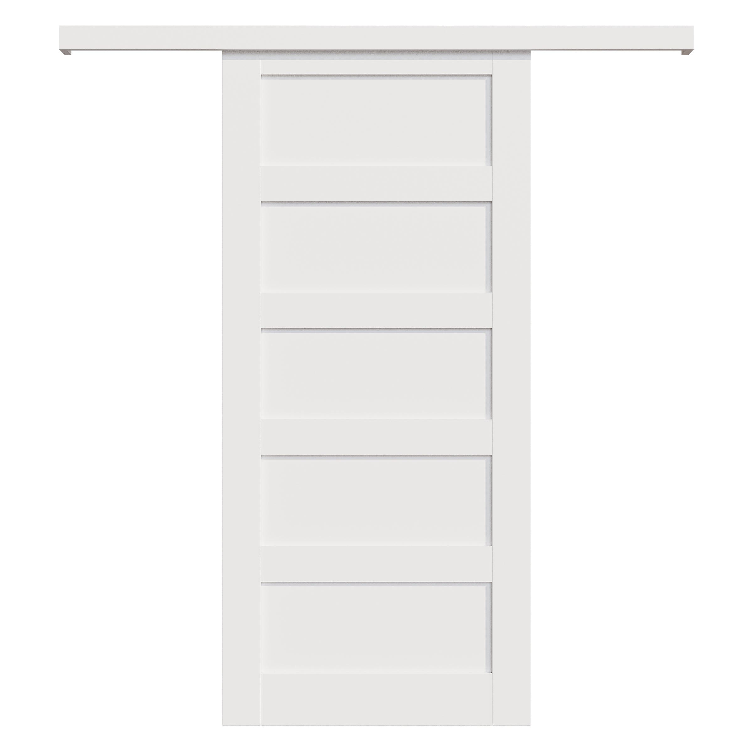 Ark Design Hidden Track Style 5-Lite Panel White Primed Paneled MDF Sliding Barn Door with Hardware Kit