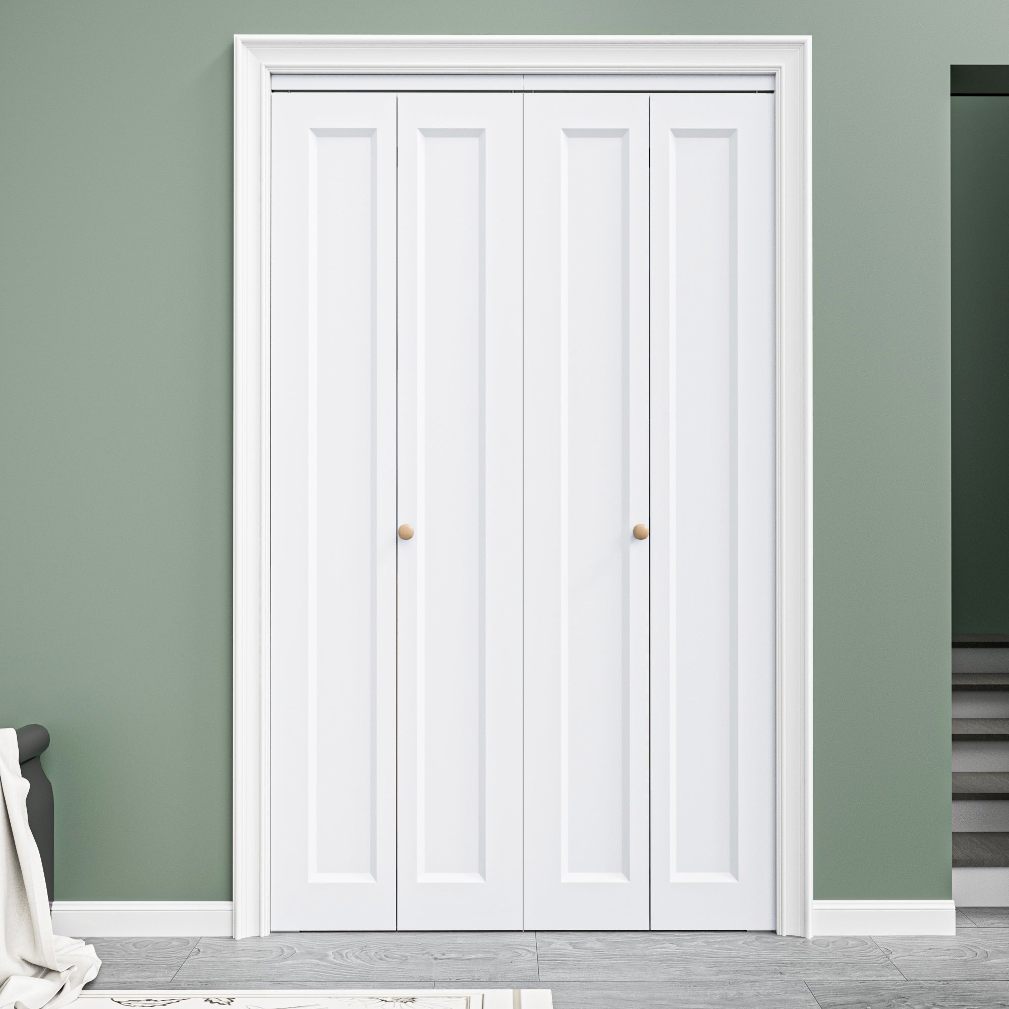 [Paintable] Ark Design 1 Panel Hollow Bifold Door with Hardware Kit & Knob, Smooth Surface & Primed, White