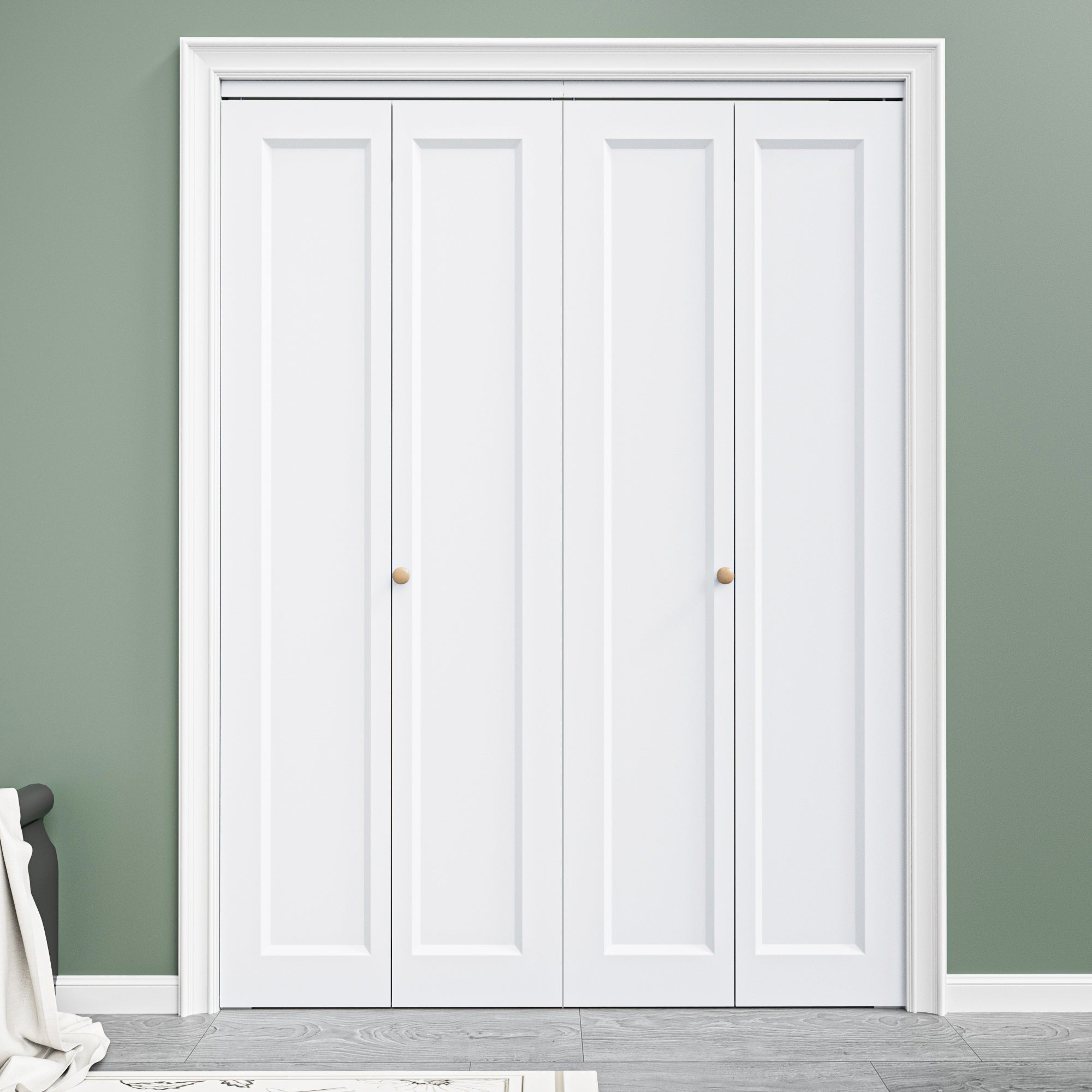 [Paintable] Ark Design 1 Panel Hollow Bifold Door with Hardware Kit & Knob, Smooth Surface & Primed, White