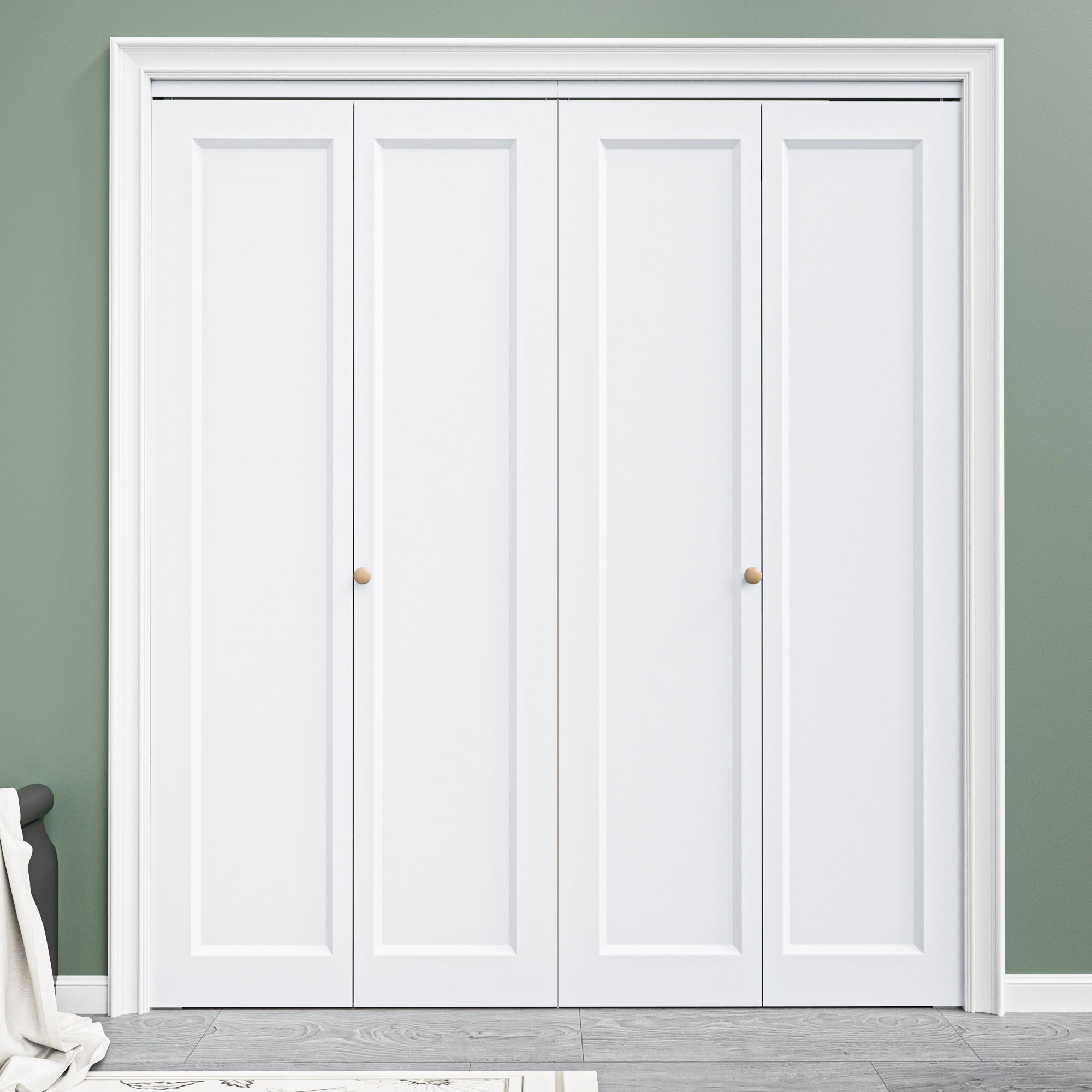 [Paintable] Ark Design 1 Panel Hollow Bifold Door with Hardware Kit & Knob, Smooth Surface & Primed, White