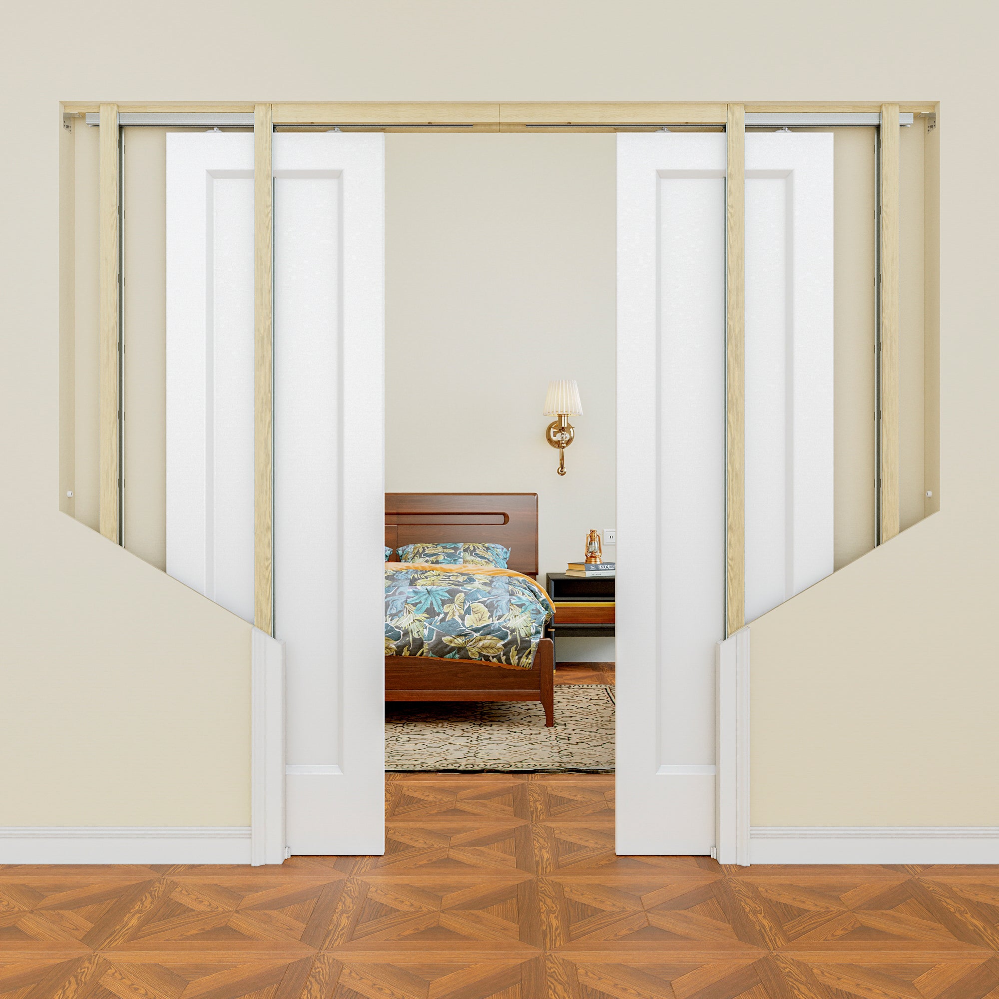 Ark Design 1 Panel Pocket Door with Hardware Kit & Soft Close & Frame, Hollow Core MDF Wood & Paint-grade Finished, White