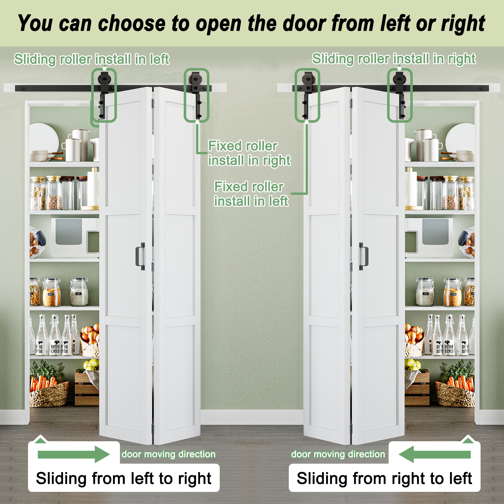 [Paintable] 3-Lite Paneled White Primed MDF Composite Bi-fold Sliding Barn Door with Hardware Kit and Handle
